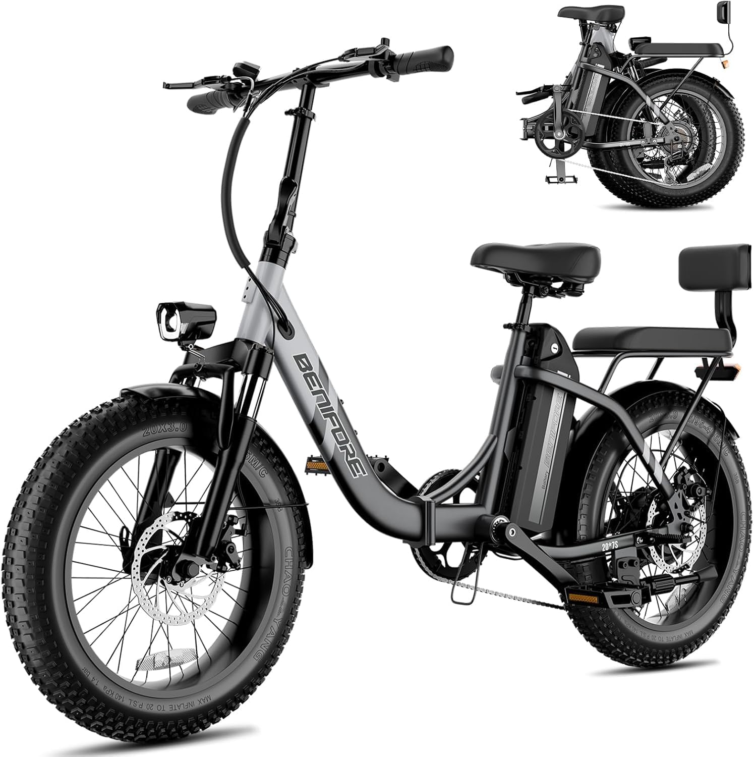 2 Seater Electrical Bike for Adults,1200W Peak Motor 28 MPH, 720WH Detachable Battery 65Miles Step-Via Folding Ebikes for adults,20″ Fats Tire E-bikes with NFC,UL2849 Commuting E bike for Ladies/Males