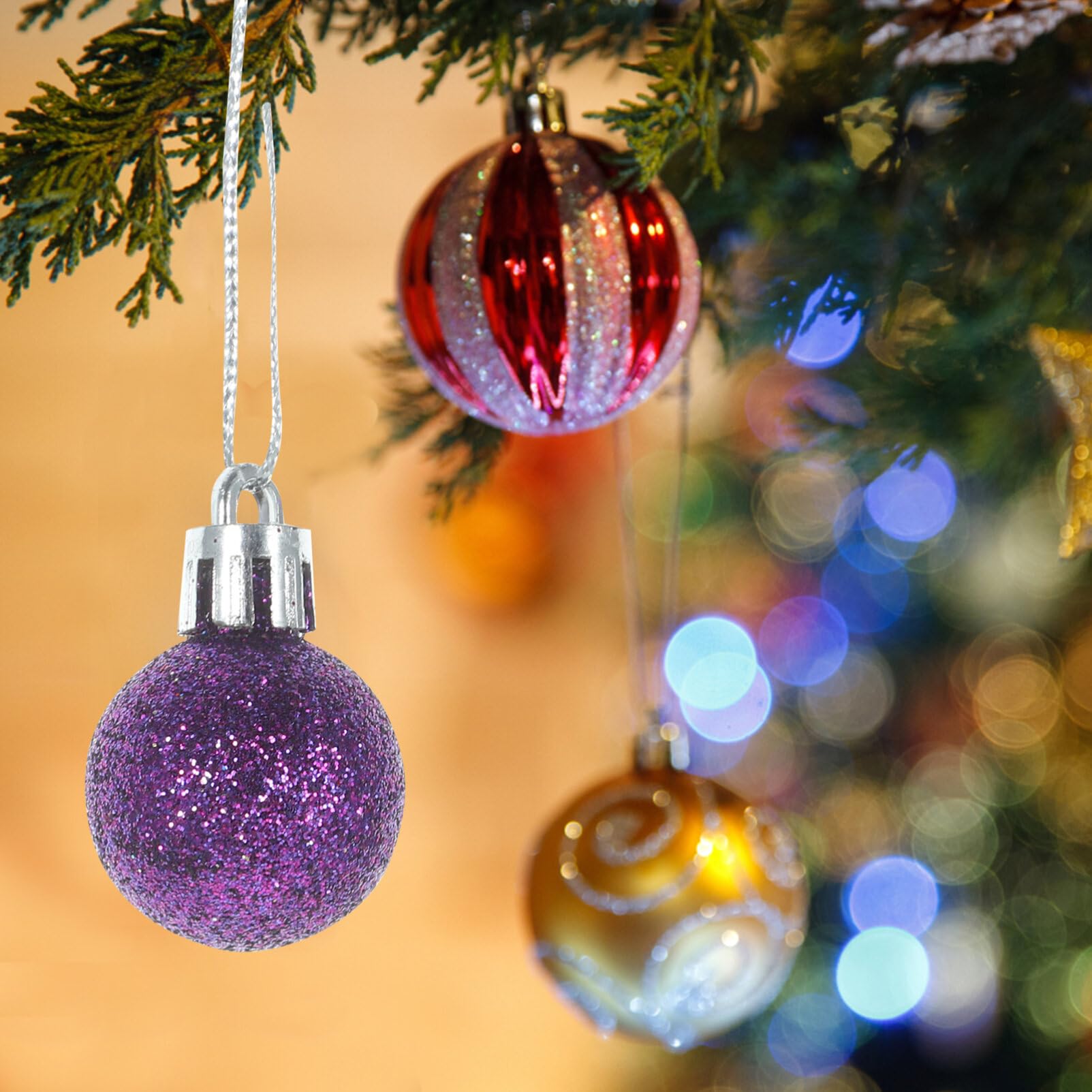 PRETYZOOM Weihnachts-Mini-Glitzerkugeln 80 Stück Mehrfarbiger Baumschmuck Bruchsichere Mini-Weihnachtskugeln Zum Aufhängen Für Weihnachtsbaum Dekoration
