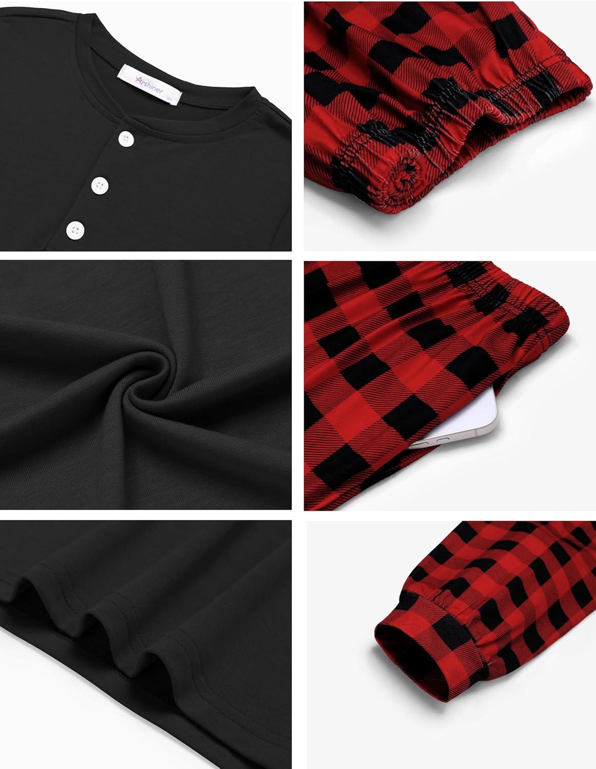 Arshiner Boys Pajamas Long Sleeve Henley Top and Pants Boys 2 Piece Pajama Set Sleepwear for 6-14 Years - Image 6