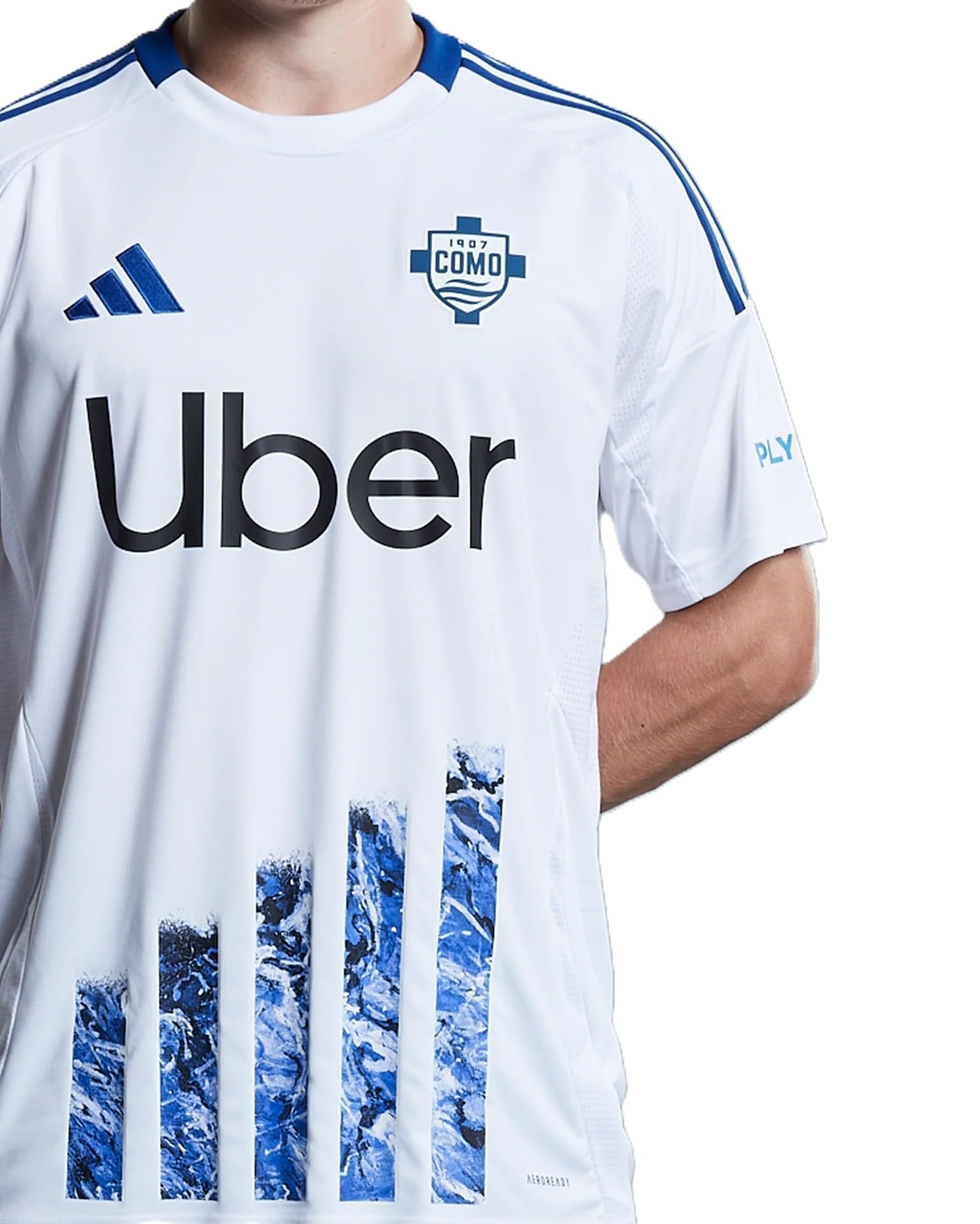 COMO 1907 Maglia Calcio Ufficiale Away 2024/2025 Uomo. T-Shirt Serie A Bianca Trasferta. Jersey Replica con Tecnologia Aeroready e Stampa Lago di Como XXXL