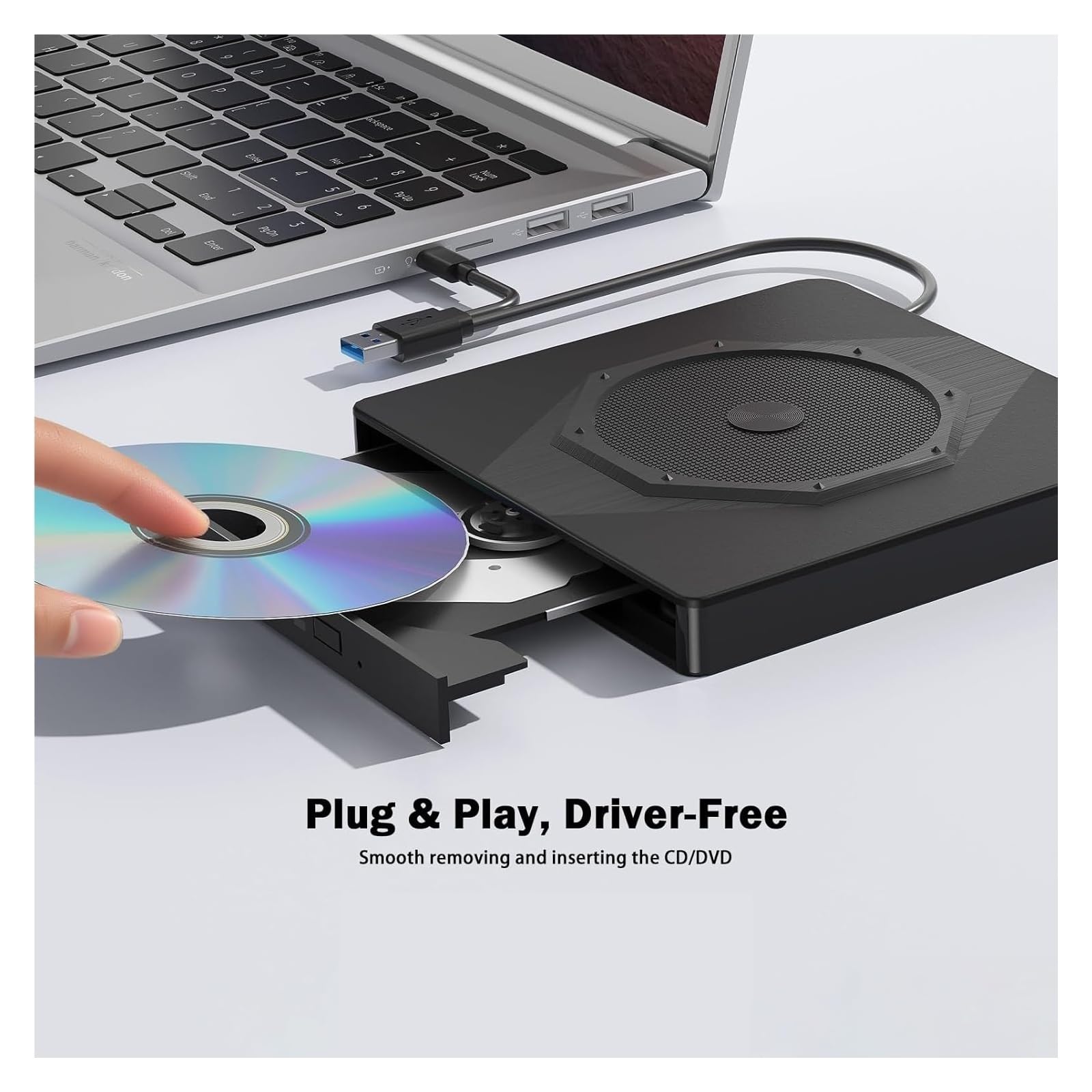 Zewnętrzny Napęd CD/DVD Do Laptopa USB 3.0 Typu C, Przenośna Nagrywarka CD/DVD, Napędy CD ROM +/-RW