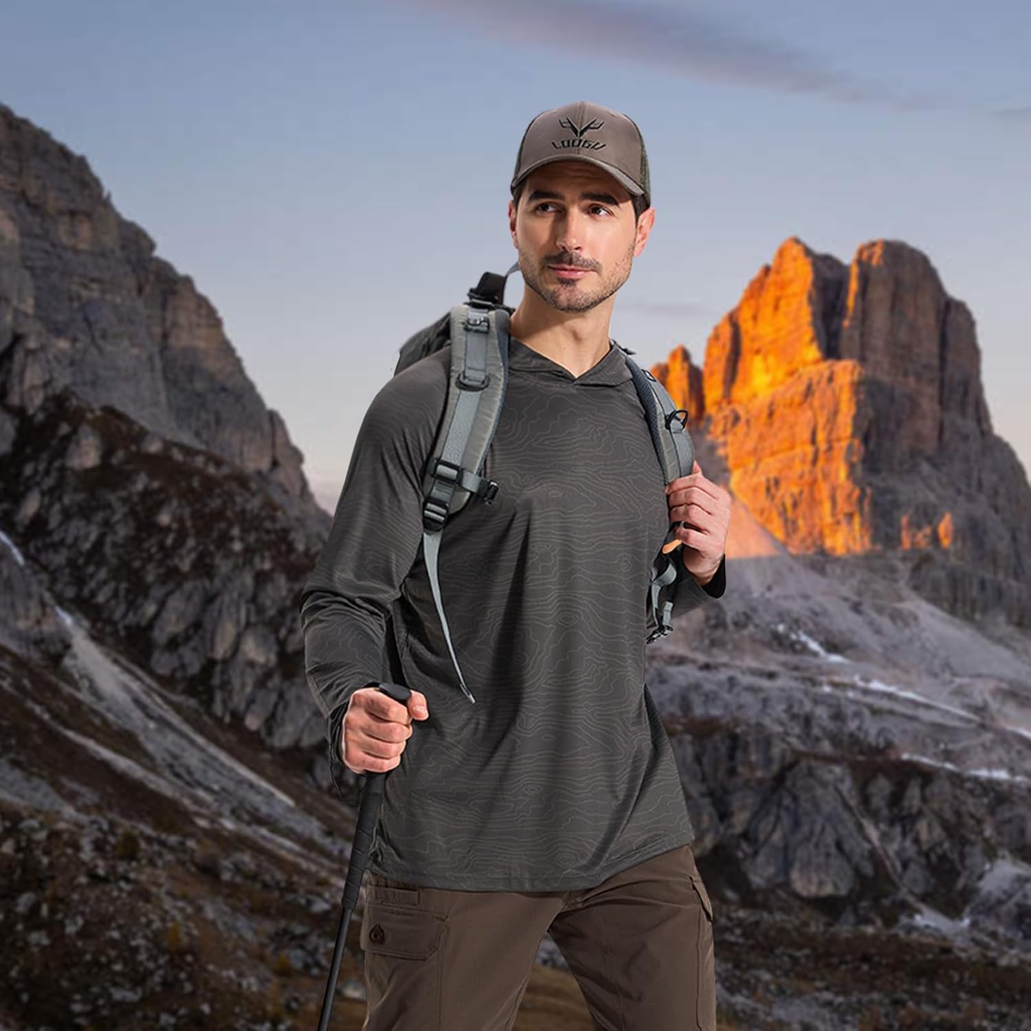 LOOGU Men's UPF 50+ Sun Protection Hoodie Shirt Long Sleeve Lightweight, Rash Guard SPF T-Shirts for Fishing Hiking - Image 3