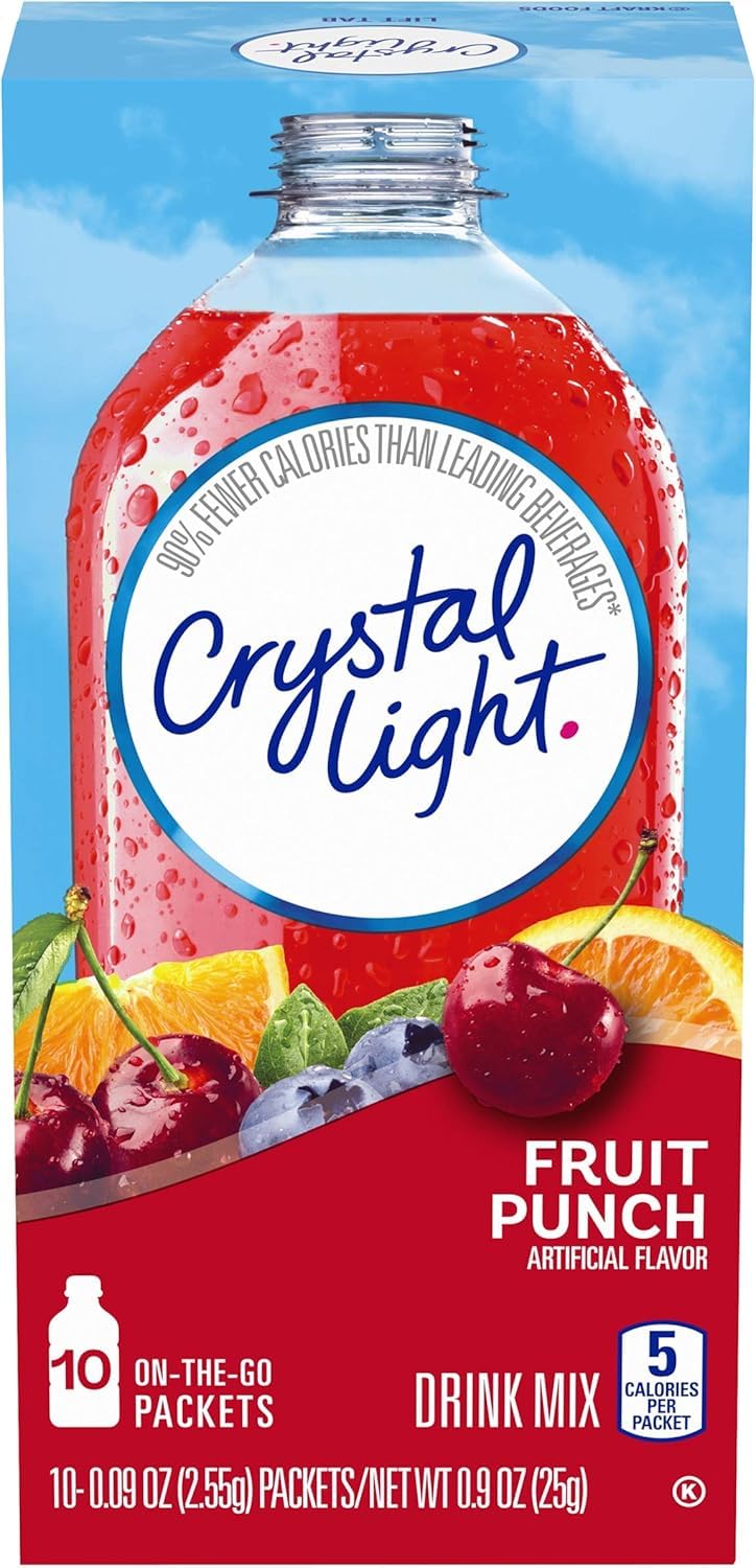 Crystal Light Fruit Punch Drink Mix, 10 On-the-Go Packets, 5 Calories per Packet, 25g (Product Of USA) From DECADENT FOODS-image-28