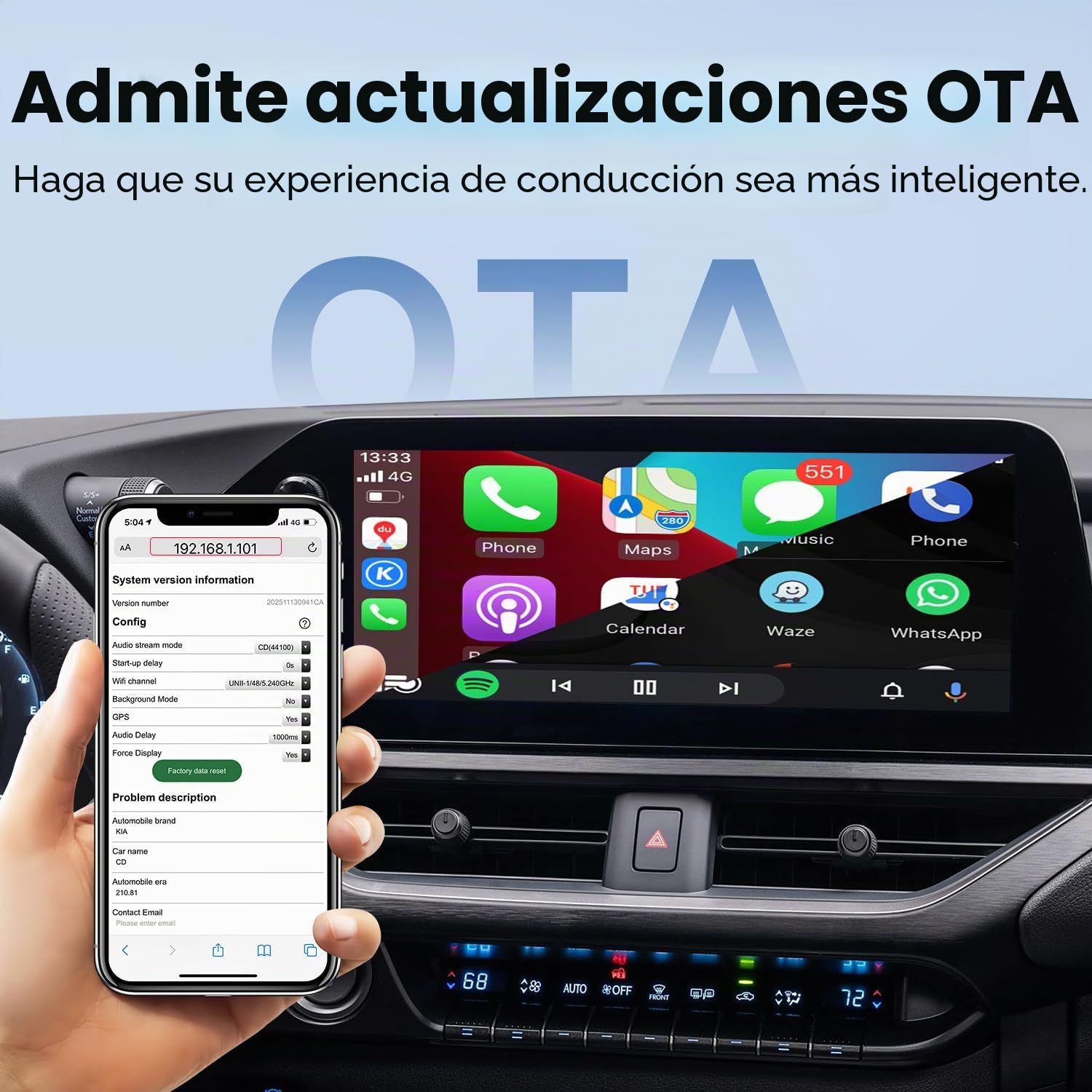 MMB Adaptador inalámbrico CarPlay, cable sin esfuerzo en CarPlay inalámbrico, adecuado para vehículos con CarPlay, compatible con iPhone iOS 10+ y Android Auto, Mini y adaptador estable (negro)