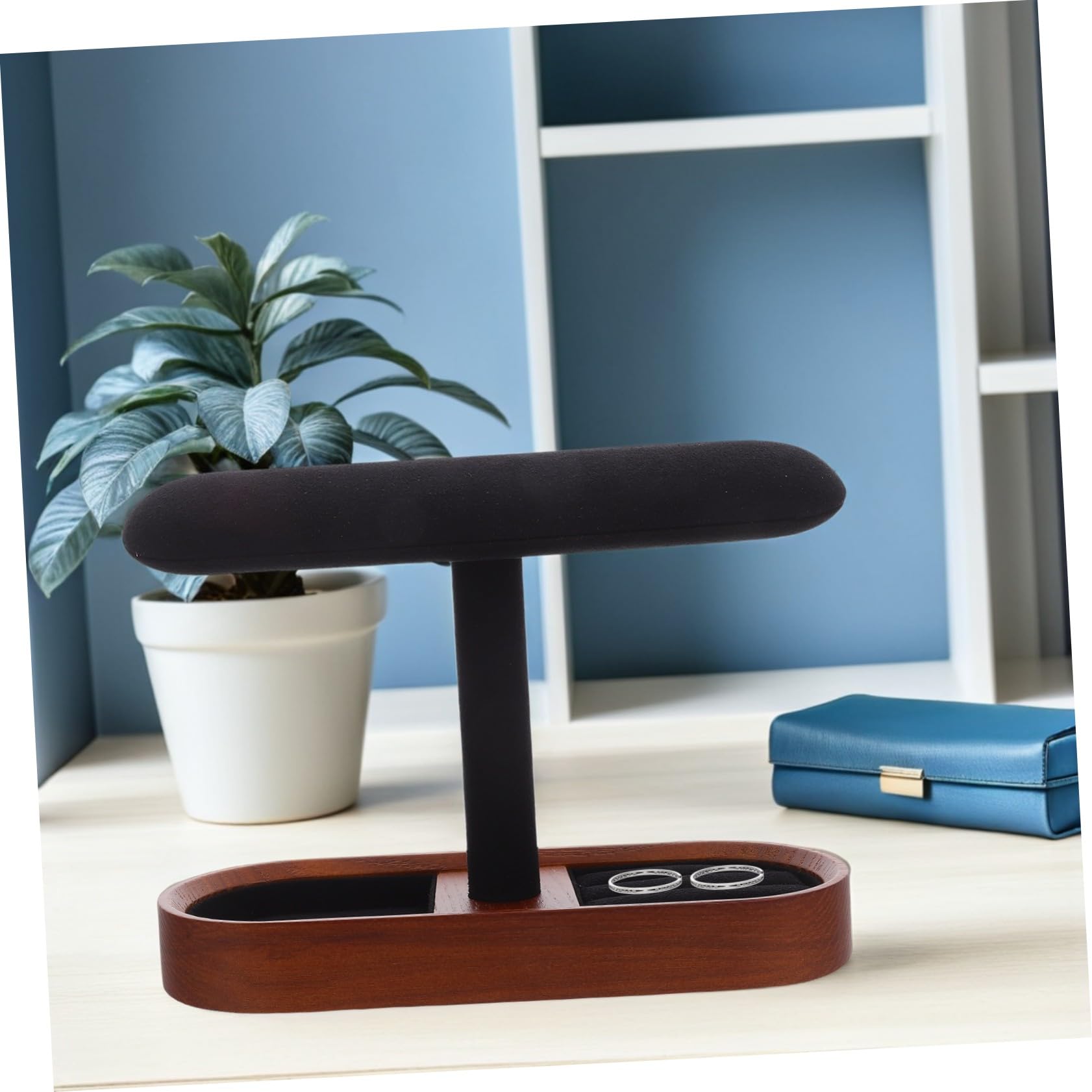 Soporte de Madera para Reloj y Pulseras Expositor T-bar Elegante con Acabado Natural Organizador Multiusos para Joyas y Accesorios Mostradores y Tocadores Almacenamiento Estable