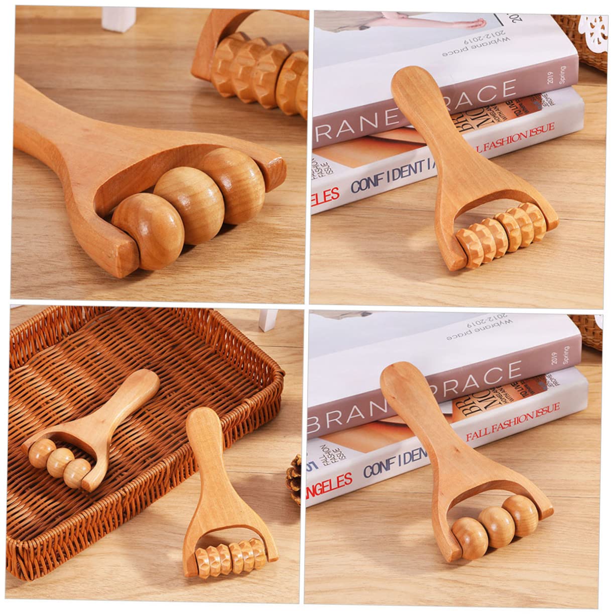 TOVINANNA 4pcs Wooden Foot Massage Roller Tool Foot Roller Massager Beads for Deep Tissue Relief