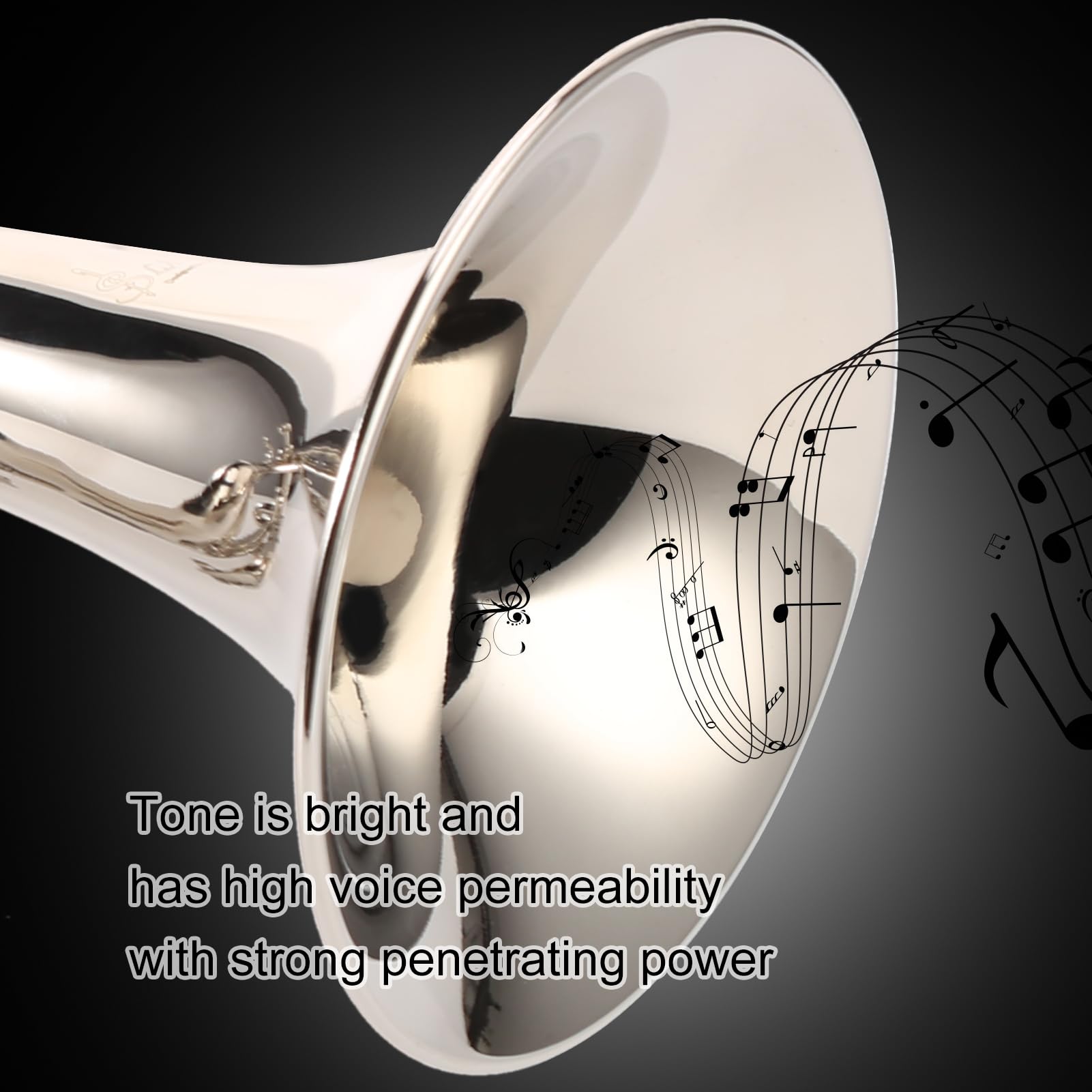 Trompette en Sib à tonalité Vive, Instrument de Musique Standard avec Embout plaqué Argent pour Klaxon Fort et Mélodie Chantée, livré avec des Accessoires pour Jouer