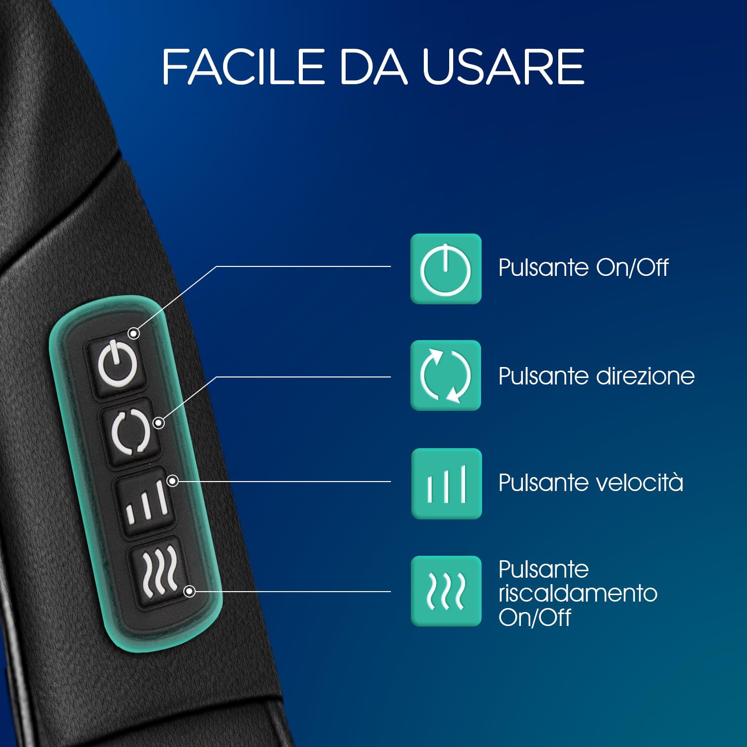 massaggiatore schiena e collo, massaggiatore cervicale elettrico con rullo 4D, intensità regolabile, portatile per corpo massaggiatore (Nero Scuro)
