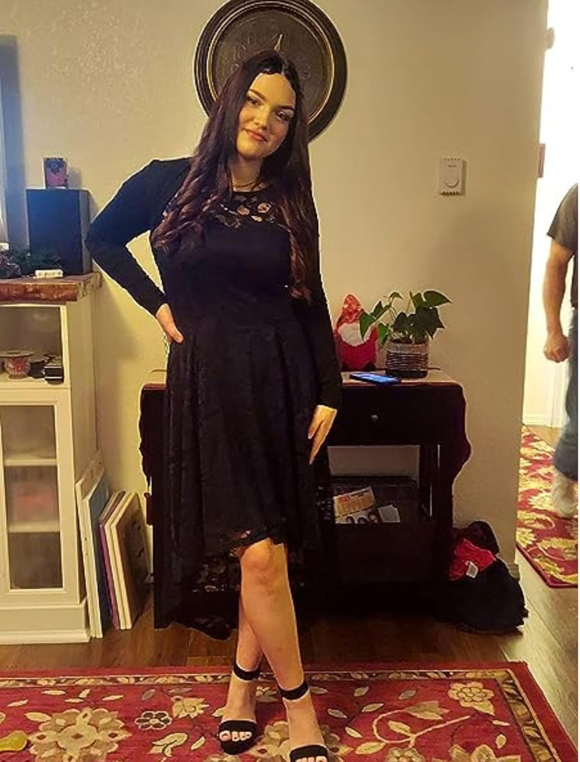 MUADRESS Women's Elegant Floral Lace Dress Sleeveless Crew Neck Hi-Lo Cocktail Dress for Evening Party - Image 3