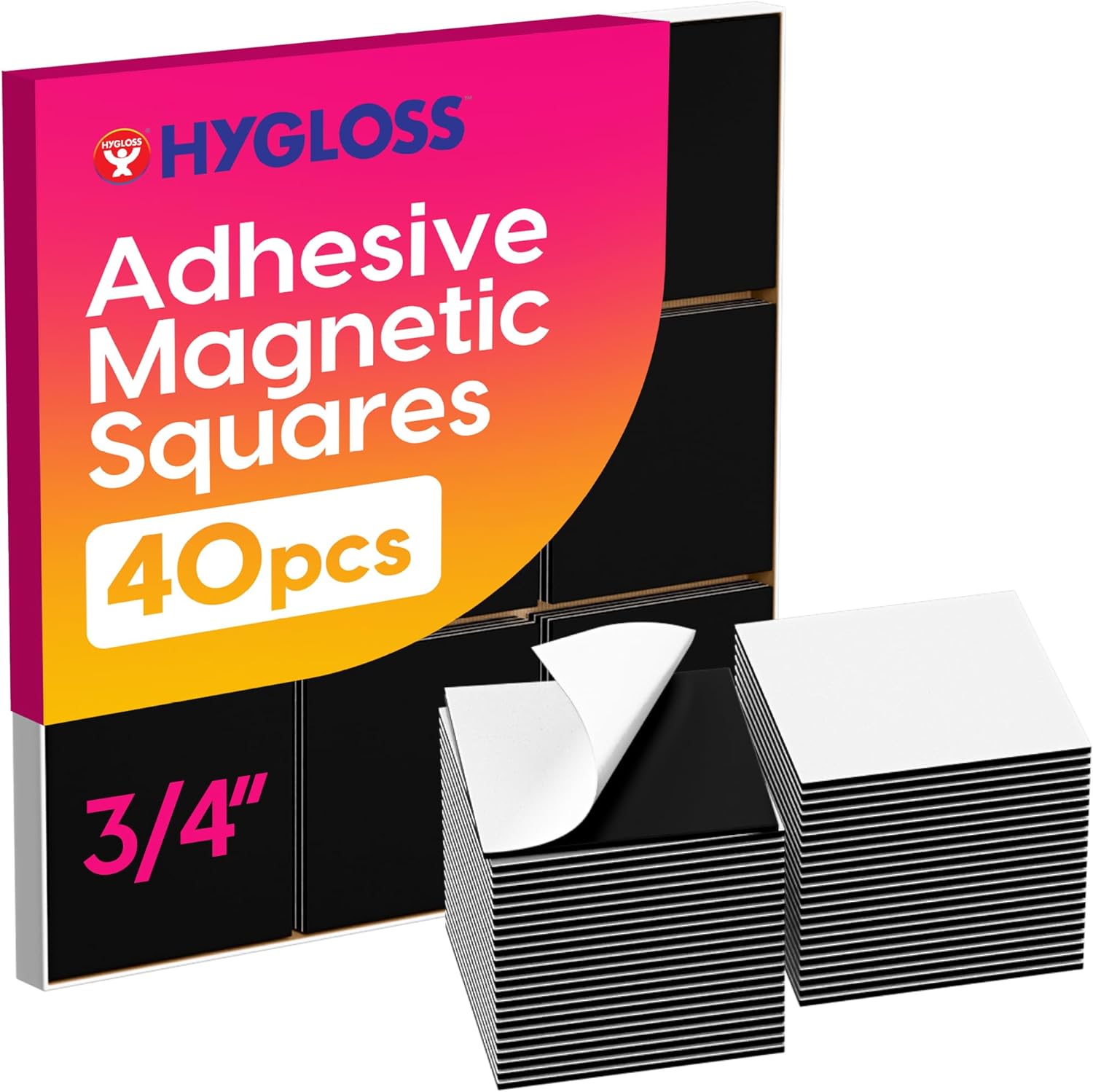 Amazon.com: Hygloss 40 Pcs Magnetic Squares with Adhesive Backing - 3/4 ...