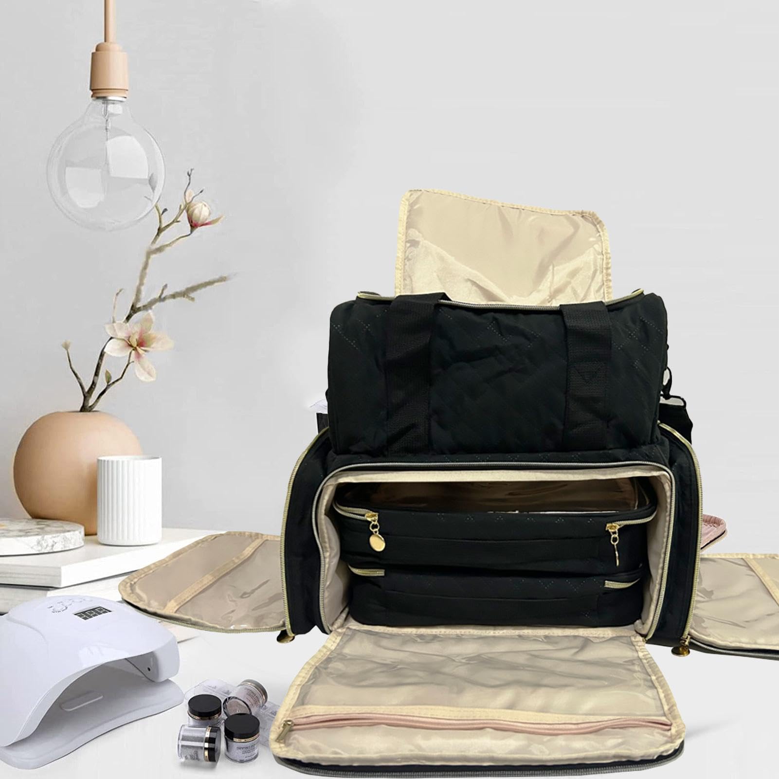Torba do przechowywania lakieru do paznokci, torba podróżna na zestaw do | manicure, organizer na lakier do paznokci, mieści 48 butelek, torba podróżna na akcesoria do manicure