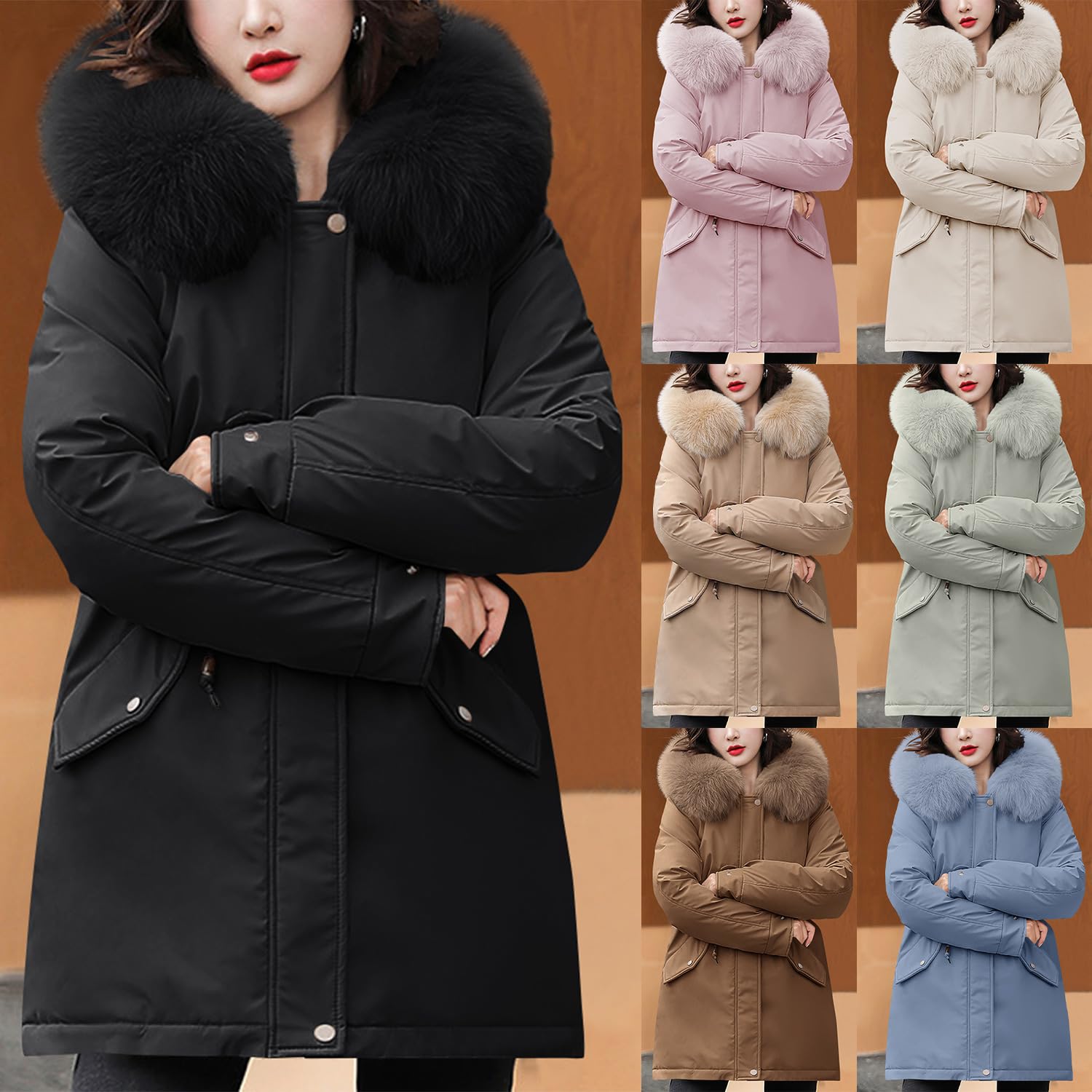 shownicer Cappotto Giubbotto Donna Invernale Piumino Cappotti Imbottita Caldo Parka Felpa con Cappuccio in Pelliccia Giacche Trapuntato Giaccone Outdoor Coat