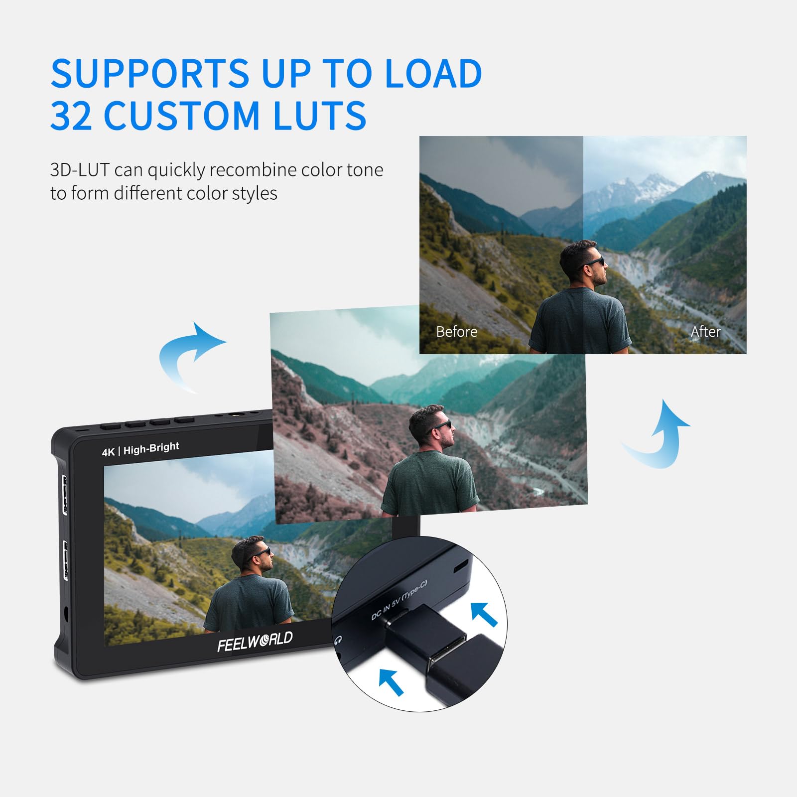 FEELWORLD 5.5 Pollice 1600Nit Camera Field Monitor Ultra Luminoso 4K HDMI Video Monitor Touch Screen DSLR Monitor F970 Installazione Esterna F5PROX