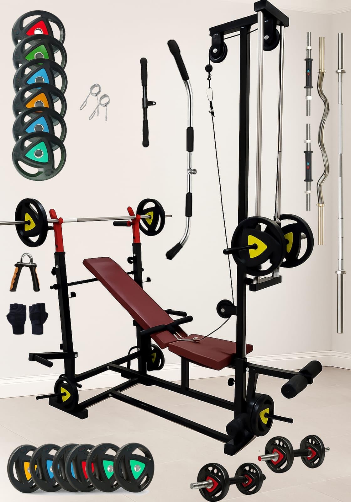 SAFECO FITNESS: 20 in 1 Home Gym Bench Pro with 100KG Rubber