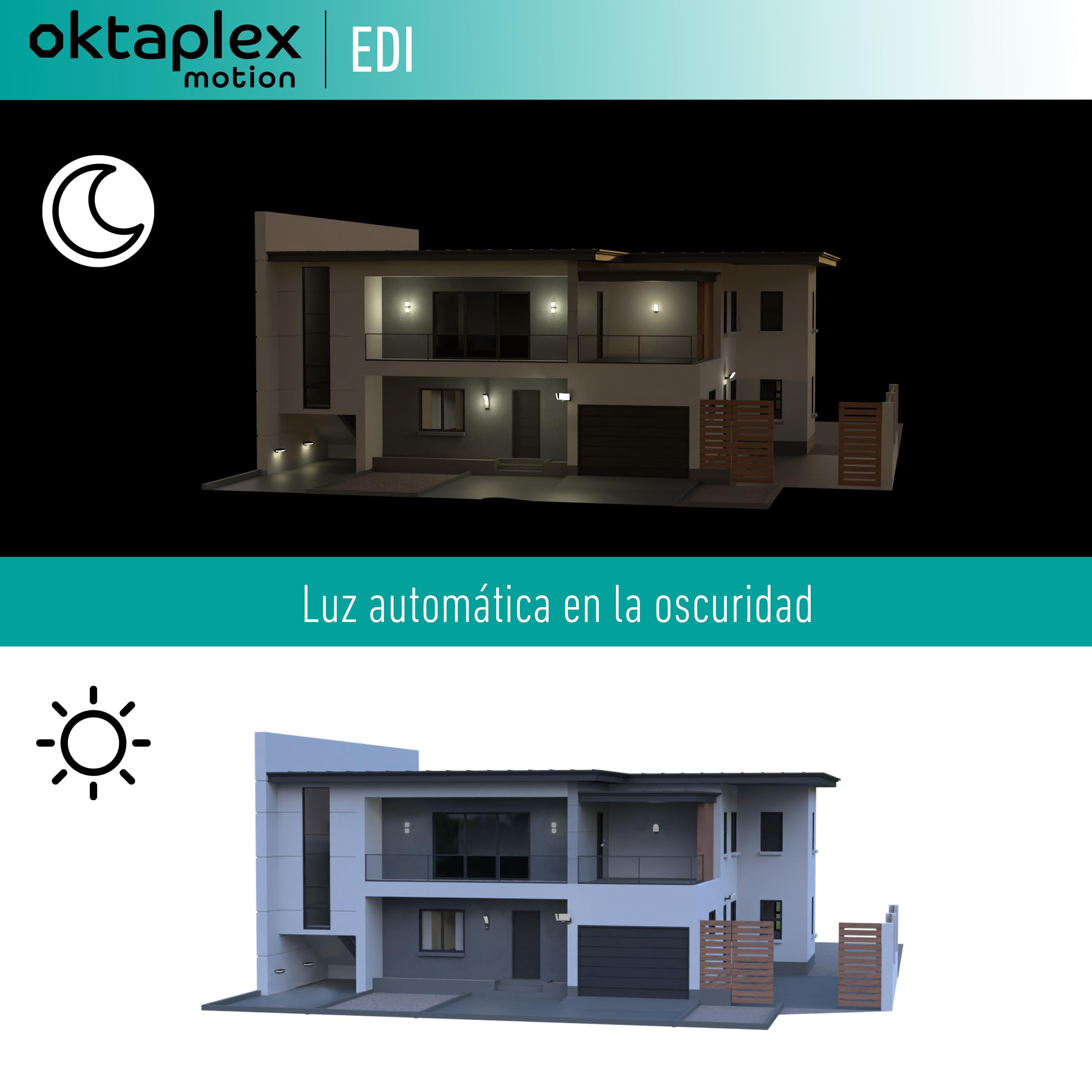 Oktaplex Set de 2 EDI Interruptor crepuscular riel Sombrero 35mm 230V Externo Sensor crepuscular IP65 Exterior Antracita
