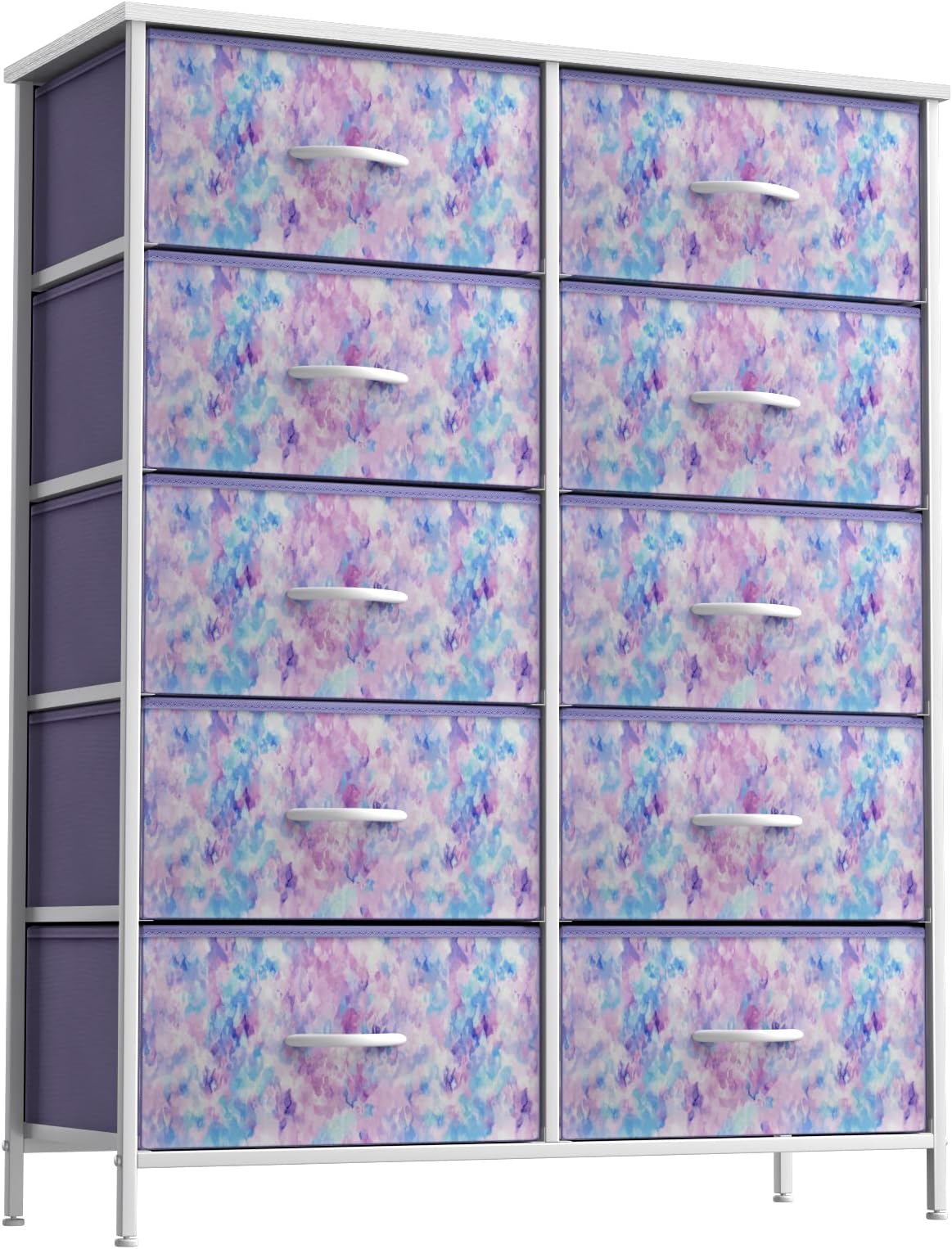 Sorbus Kids Dresser with 10 Drawers - Storage Unit Organizer Chest for Clothes - Bedroom, Kids Room, Nursery, & Closet - Steel Frame, Wood Top & Handles, and Easy Pull Fabric Bins