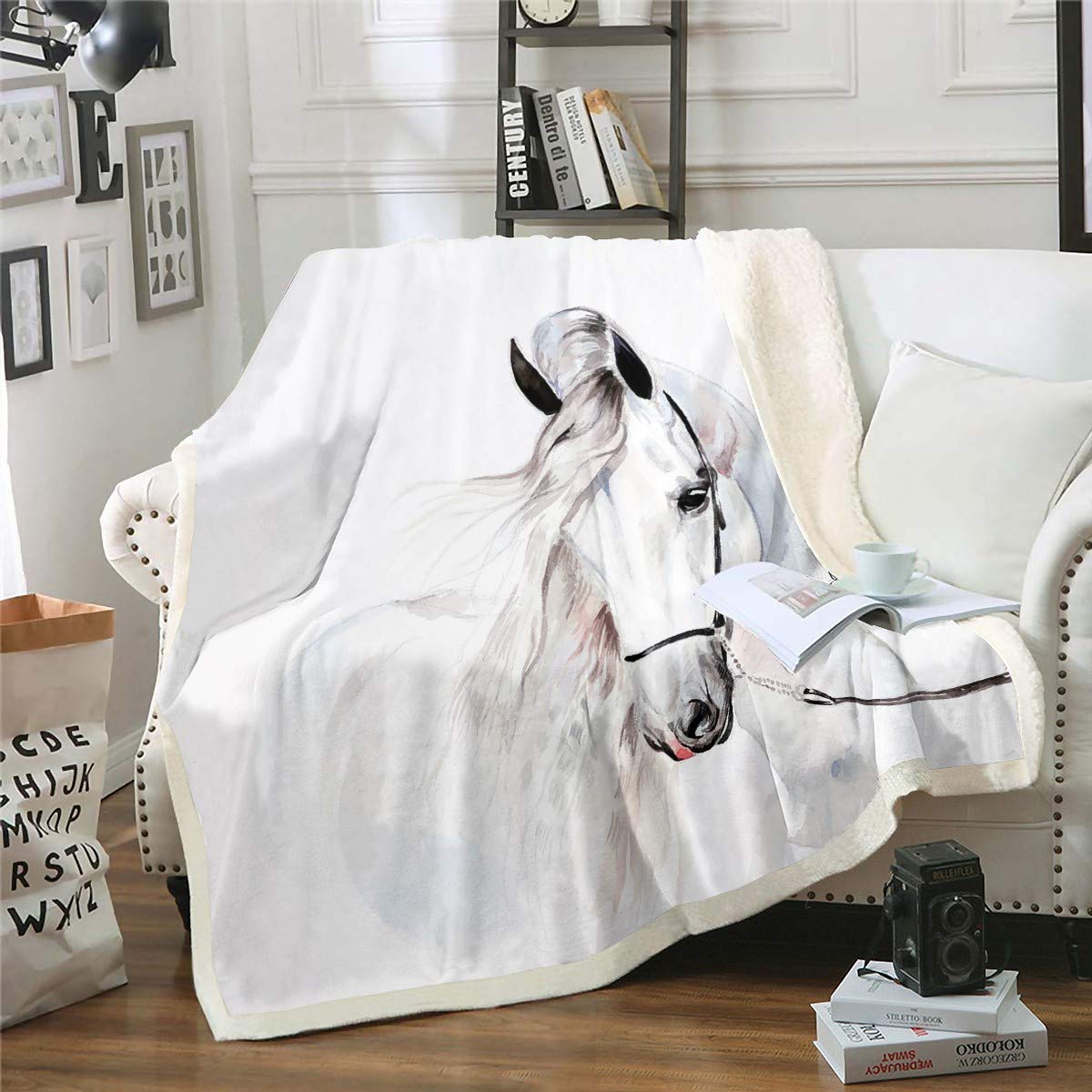 NIBABAEU Coperta, coperta morbida e pelosa con gorilla e occhi selvatici, comoda coperta in peluche per divano letto, 75 x 100 cm