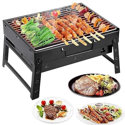 DHRUMIL Portable & Folding Barbeque Grill Toaster Charcoal BBQ Grill Oven Home Barbecue Carbon Steel Indoor and Outdoor Garden Traveling Cooking Use (BBQ Grill Oven)