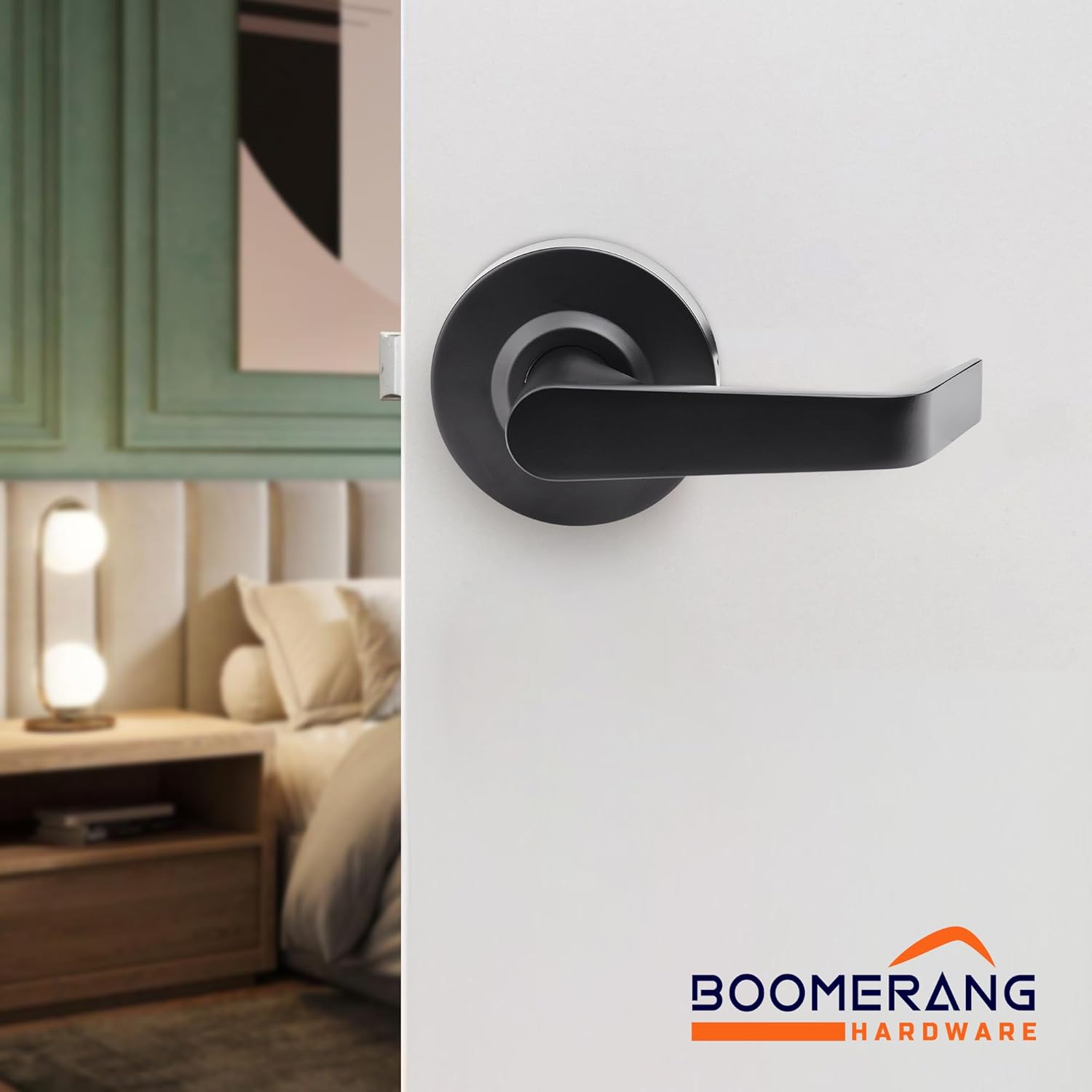 Boomerang Passage/Closet Function - ADA Commercial Door Lever Lock - Heavy-Duty Industrial Door Handle, Cylindrical Lever Lock, Non-Handed Grade 2, Matte Black (US19), Passage/Closet
