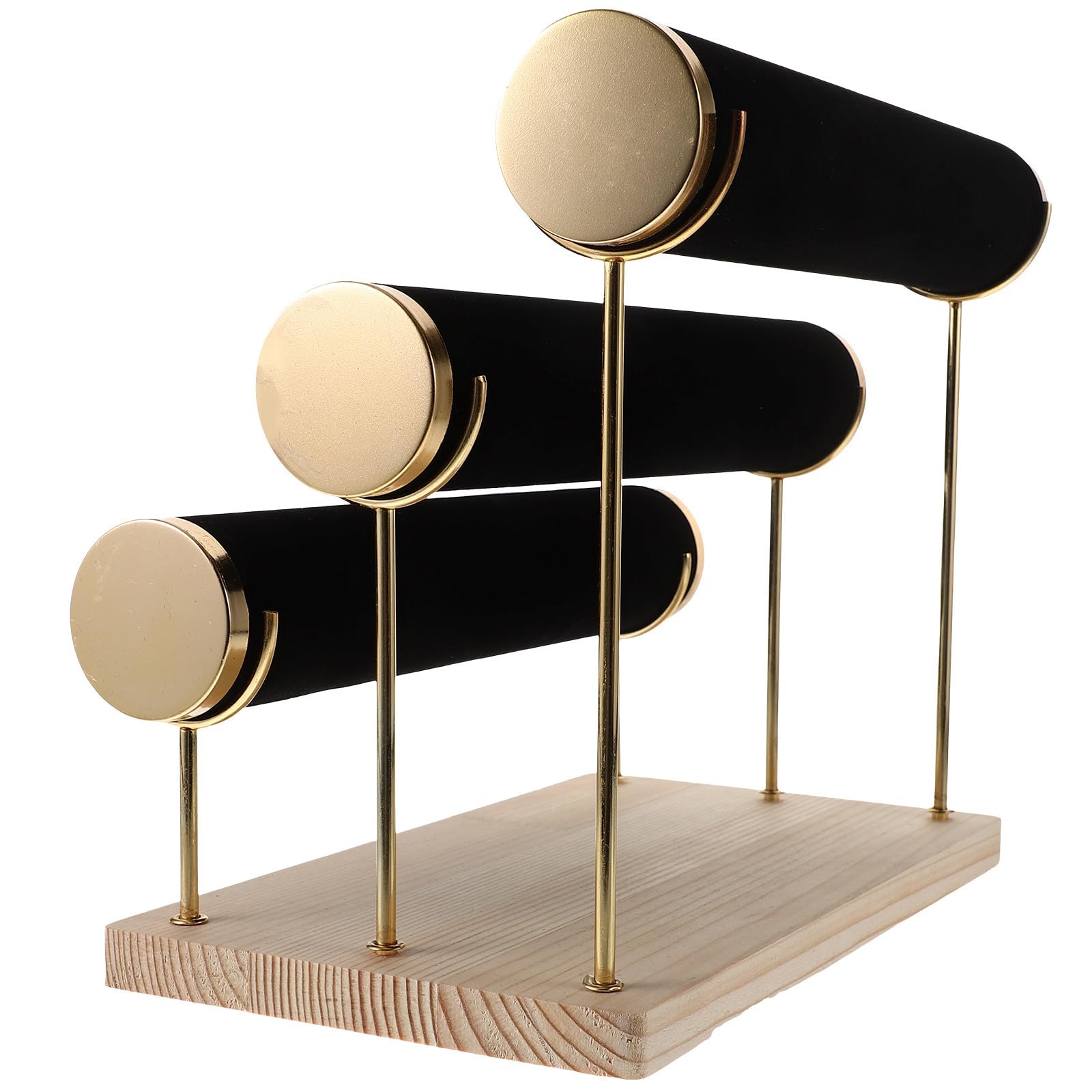 MAGICLULU Présentoir à Bracelets et Montres Organisateur Pratique Design Détachable à 3 Niveaux Base Noire en Bois en Alliage et Velours pour Bijoux à Domicile Boutique