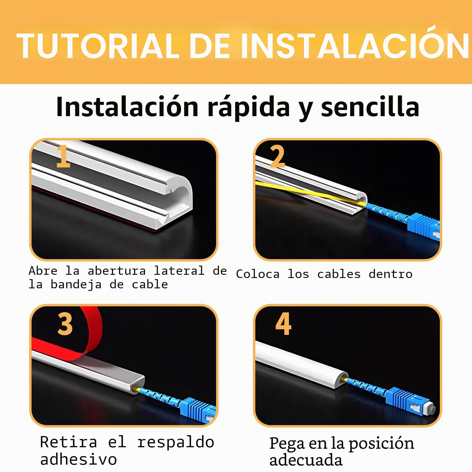 Canaleta para Cables Adhesiva de Pared de 2 Metros, Protector de Cables Flexible en PC para Organización de Cables de TV para Sistema y Oficina, 10mm (Ancho) x 10mm (Alto), Color Blanco