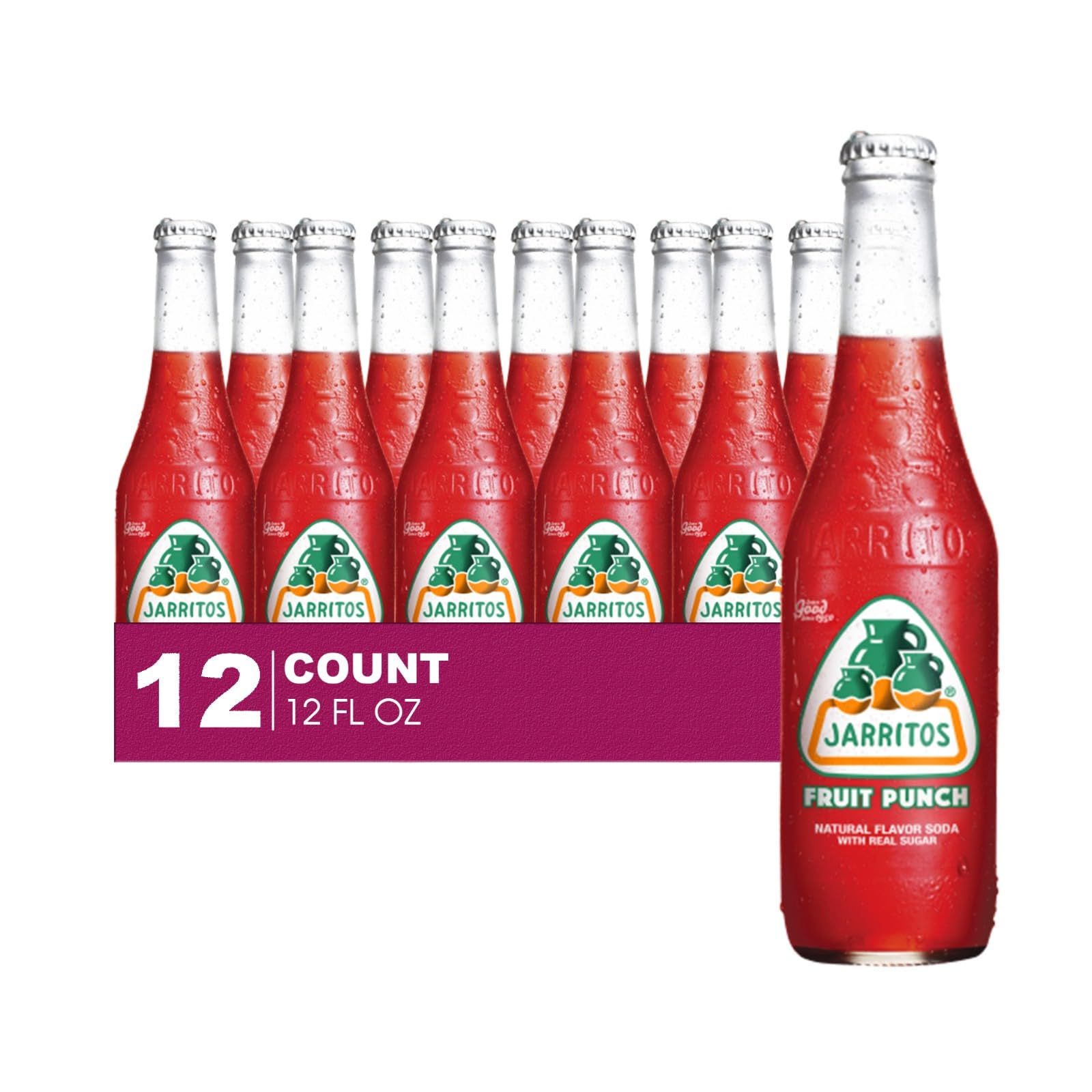 Jarritos 12-Pack of Fruit Punch Mexican Soft Drink Glass Bottle 12 fl oz Made with 100% Natural Sugar