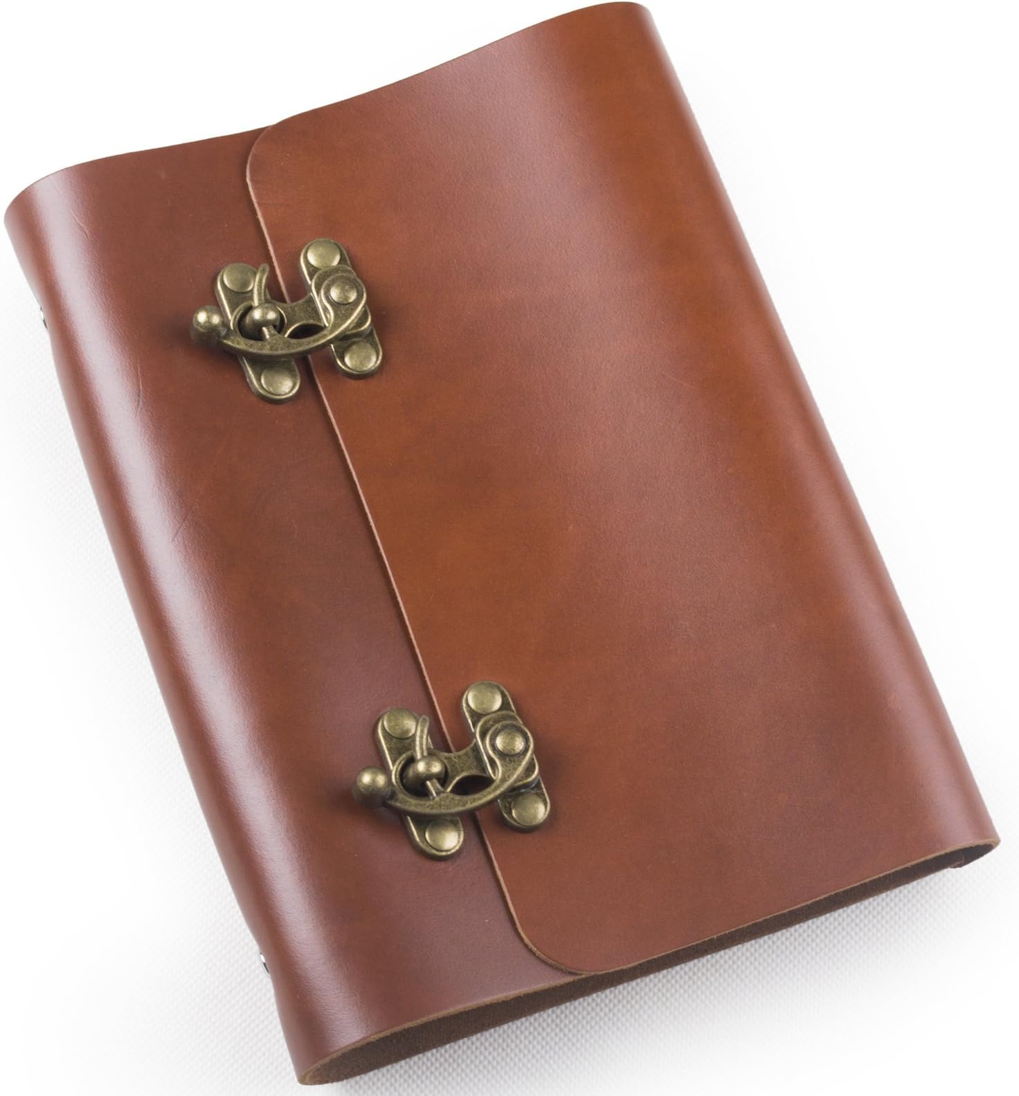 Ancicraft Soft Genuine Leather Journal Diary Notebook with Cool Lock 6 Ring Binder A5 Blank Craft Paper (Red Brown & A5 Blank Craft Paper)