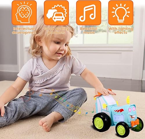 Miniatura 4 de Juguete de auto de salto loco, auto a control remoto 2023 con faros delanteros y música, auto RC de acrobacias rápidas, camiones RC de doble cara,