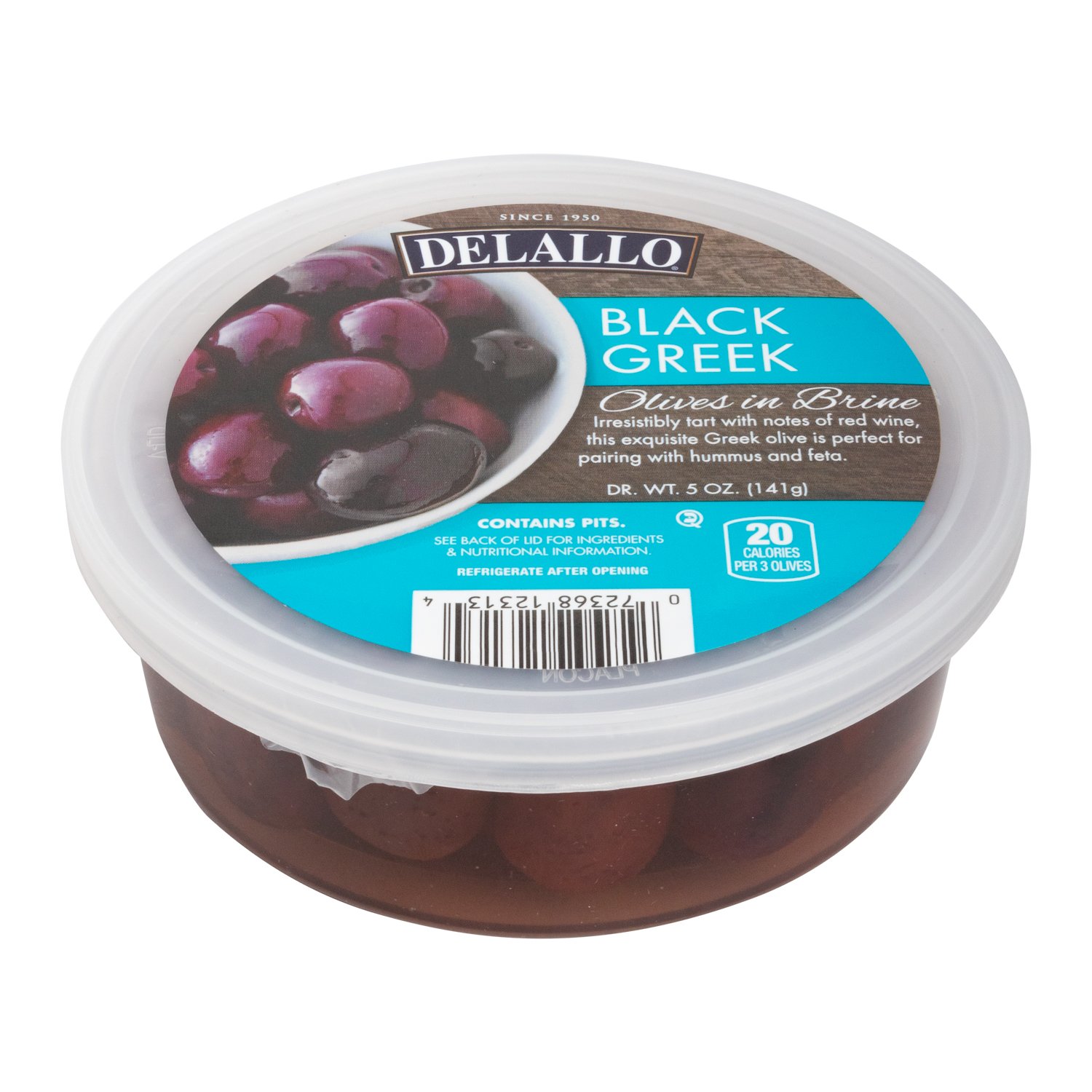 Delallo Black Greek Olive In Brine, 5 Oz