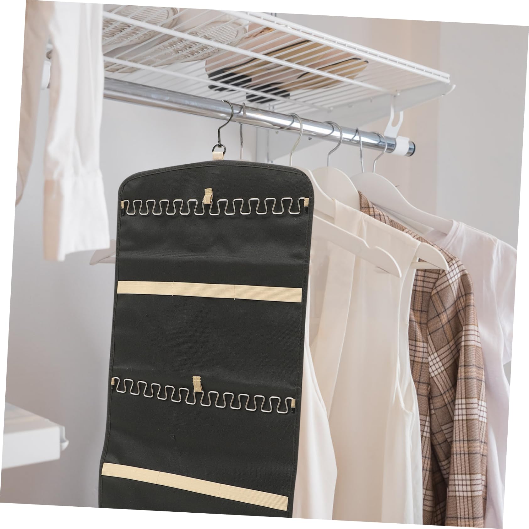 TOGEVAL Hanging Jewelry Organizer Bag Double Sided Travel Storage for Necklaces Earrings and Rings Compact Design for Home Display and Decoration