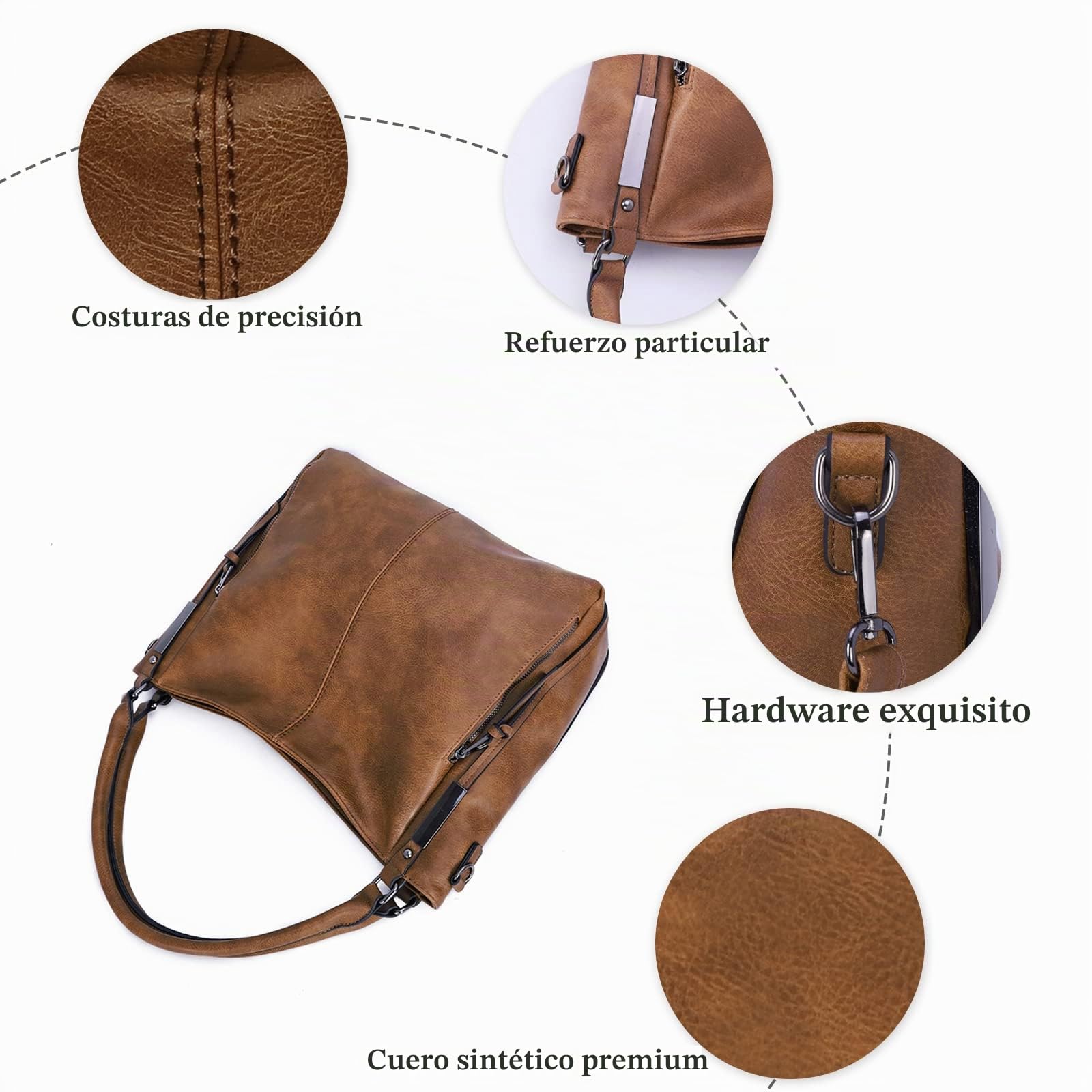FANDARE Grande Bolsos de Mujer Bandolera Bolso Hombro Cruzado PU Cuero Impermeable para Viaje Trabajo Escuela Compras Conmutar Crossbody Bag