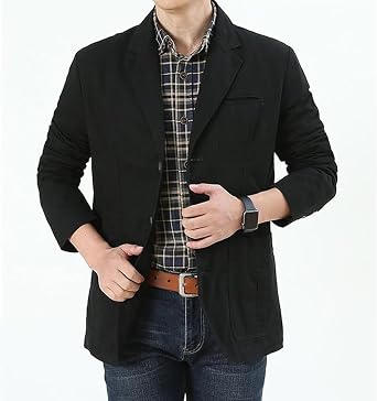 Men's Notch Lapel Vintage Style Denim Suit Blazer Jacket Sport Coat