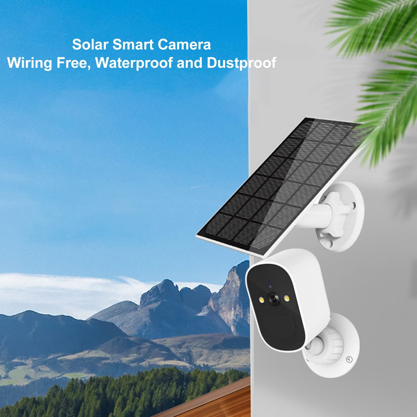 Caméra de sécurité solaire 1080P, vision nocturne WiFi pour une utilisation en extérieur