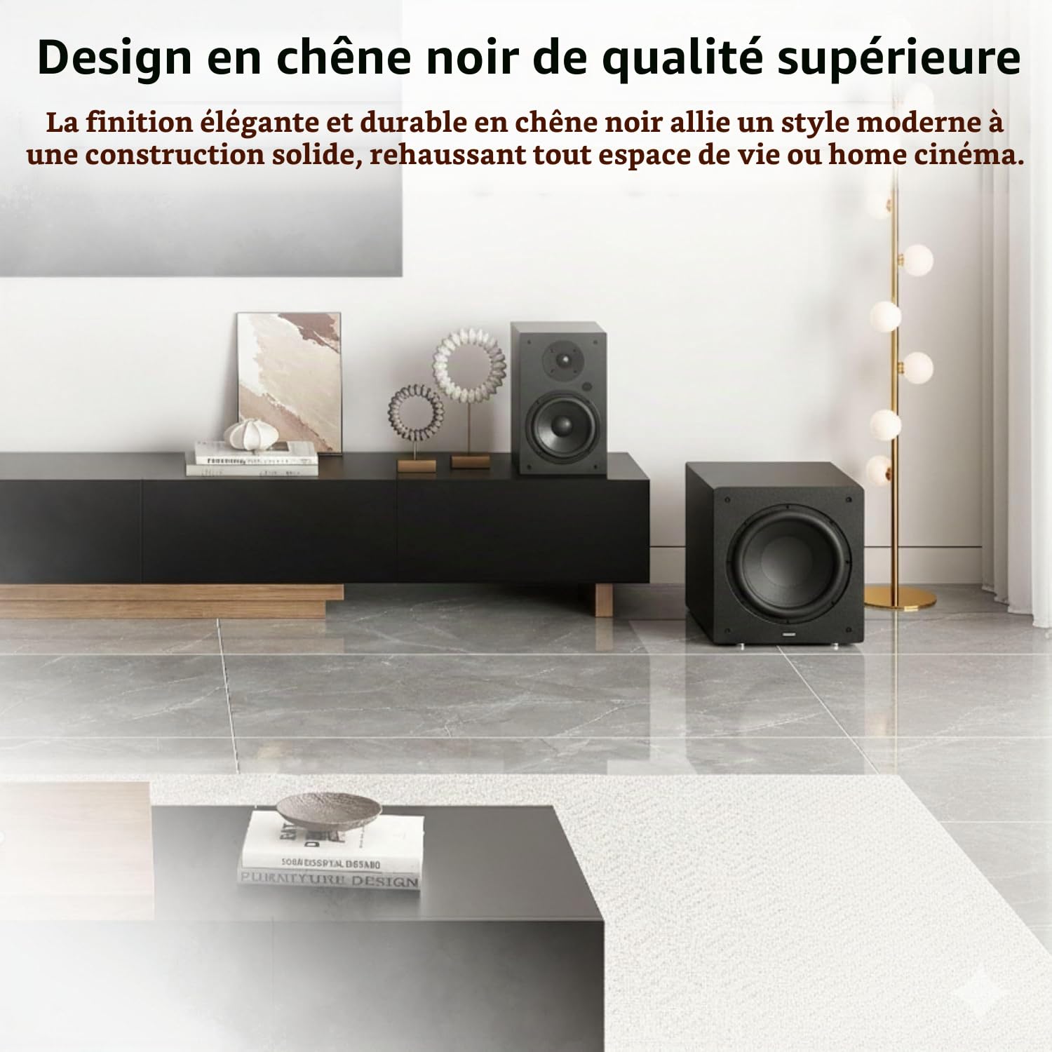 VULKKANO SUB12 Caisson De Basse Actif 12 Pouces, Fréquence 40 Hz-200 Hz, 200 W