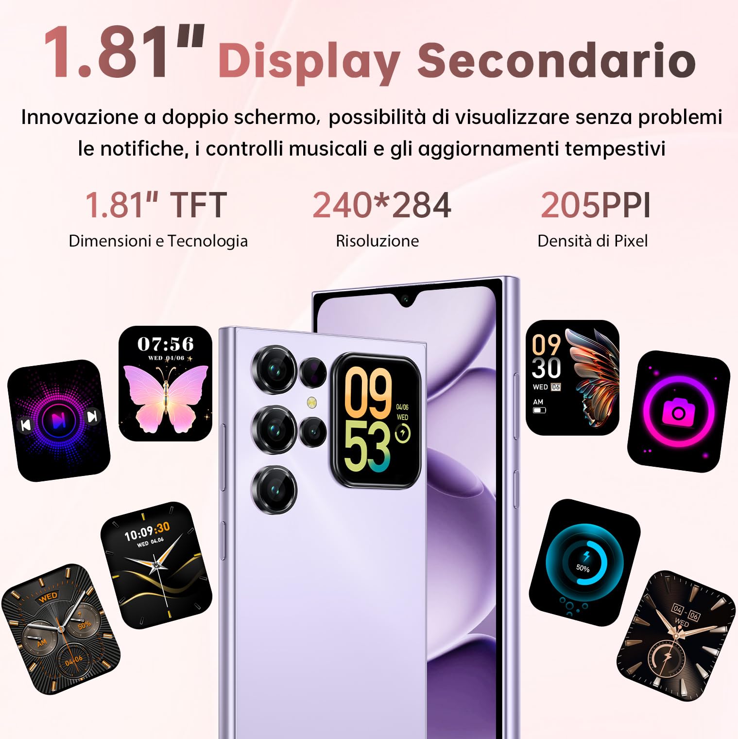 OUKITEL C62 Smartphone Android 15 con Schermo Posterioren, 16GB +128GB/1TB Telefono Cellulare, 6.88" HD+ 90Hz, 5150mAh, 13MP+5MP, Cellulari e Smartphone Dual SIM 4G, Face ID/Fingerprint/OTG - Nero