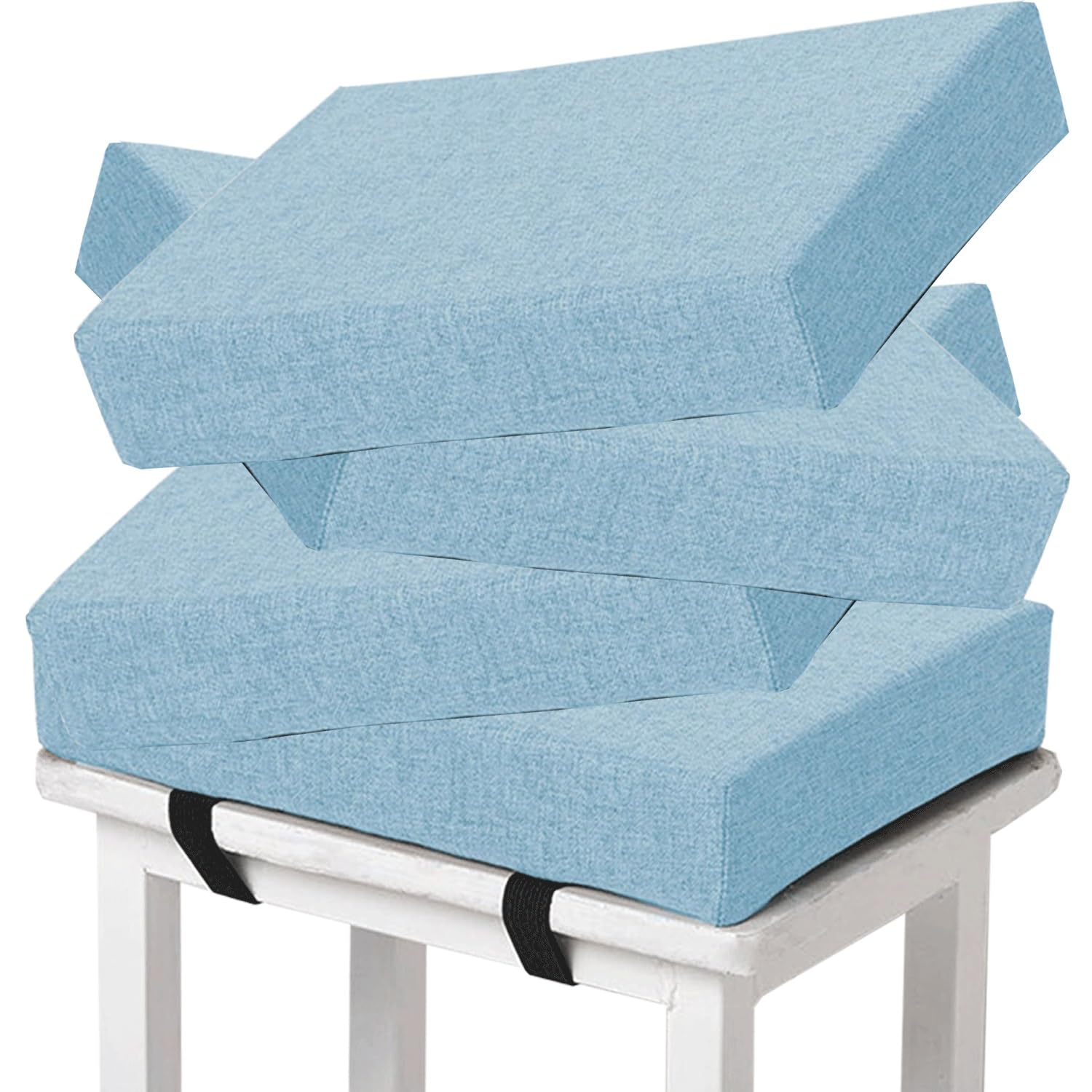 Memory Foam square Seat Cushion3/ 5/8cm thick,35/40/45/50cm rectangular Stool Cushion,Anti - Slip, Seat Cushion seat pads dining chairs with Removable Cover for Kitchen Bar Chairs(H13,4pcs 30x30x3cm)