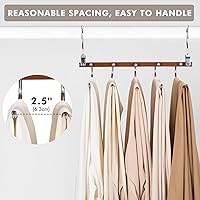 Vista 6 de HOUSE DAY Perchas para pantalones que ahorran espacio, perchas de madera para armario, antideslizantes, multifuncionales, para pantalones, Nogal
