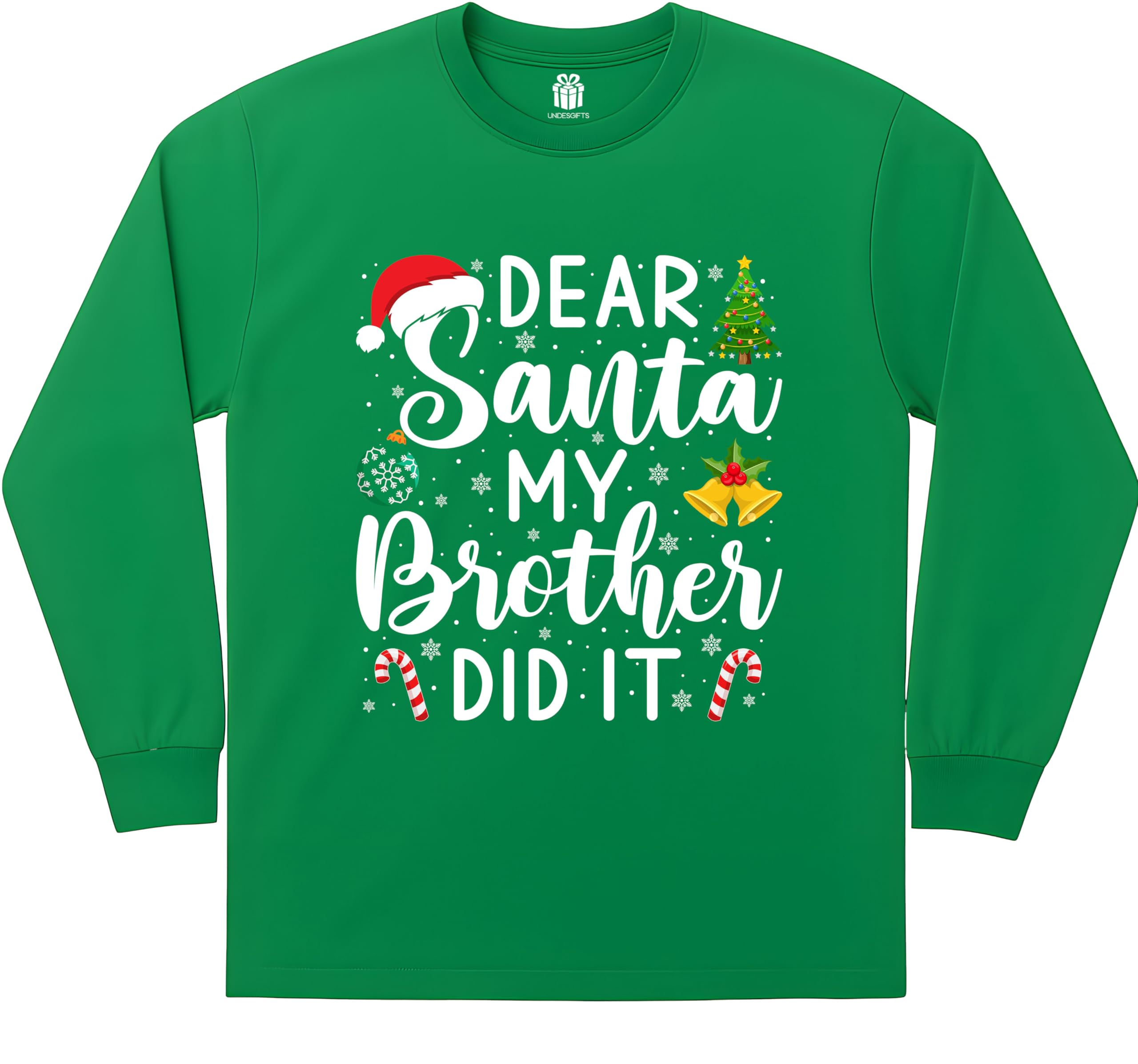 Dear Santa My Brother Did It Funny Christmas Matching Xmas Shirt for Youth Boys Girls Kids Toddler Son Daughter