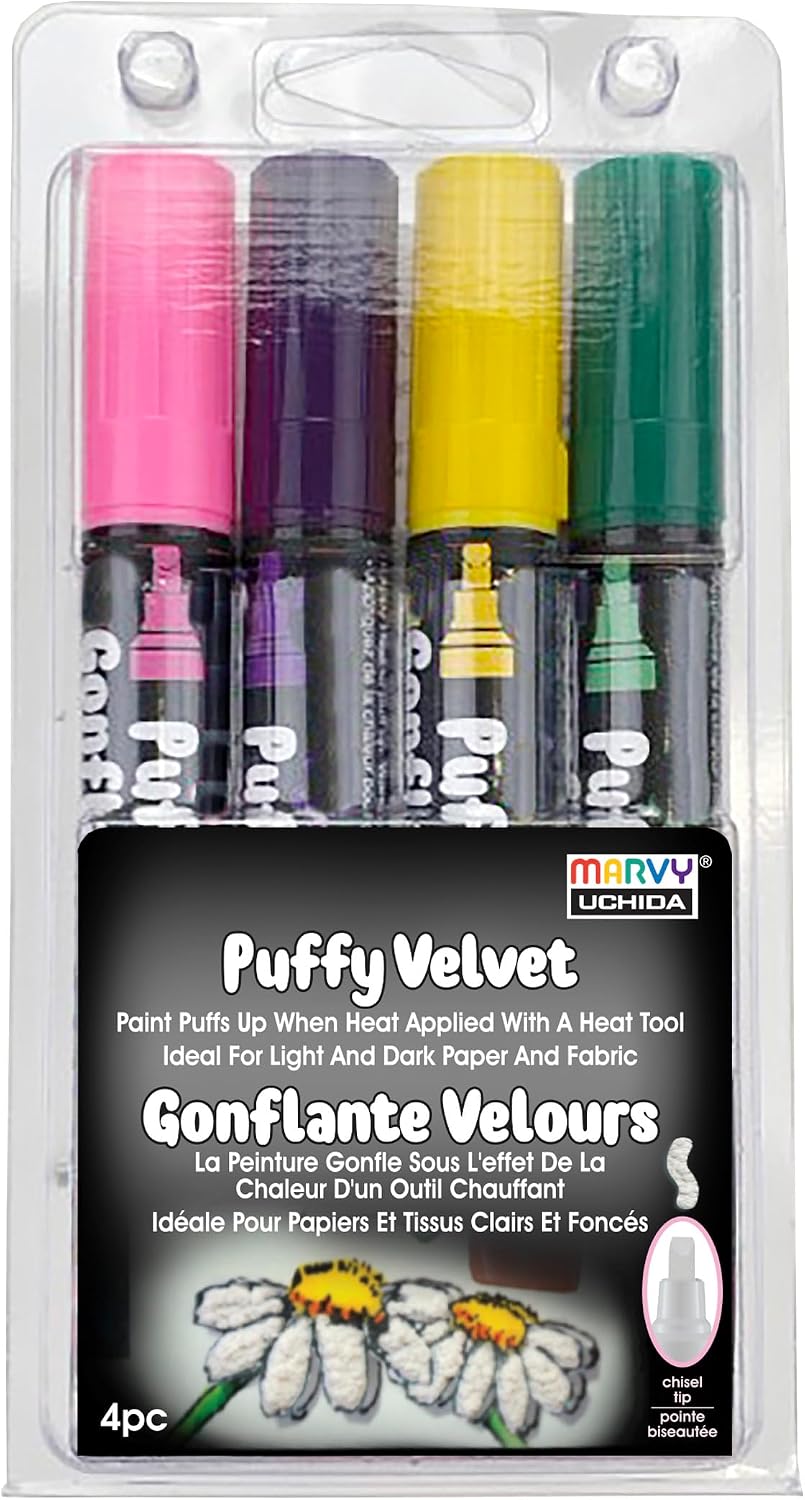Uchida Puffy Velvet, Pink, Purple, Yellow and Leaf Green