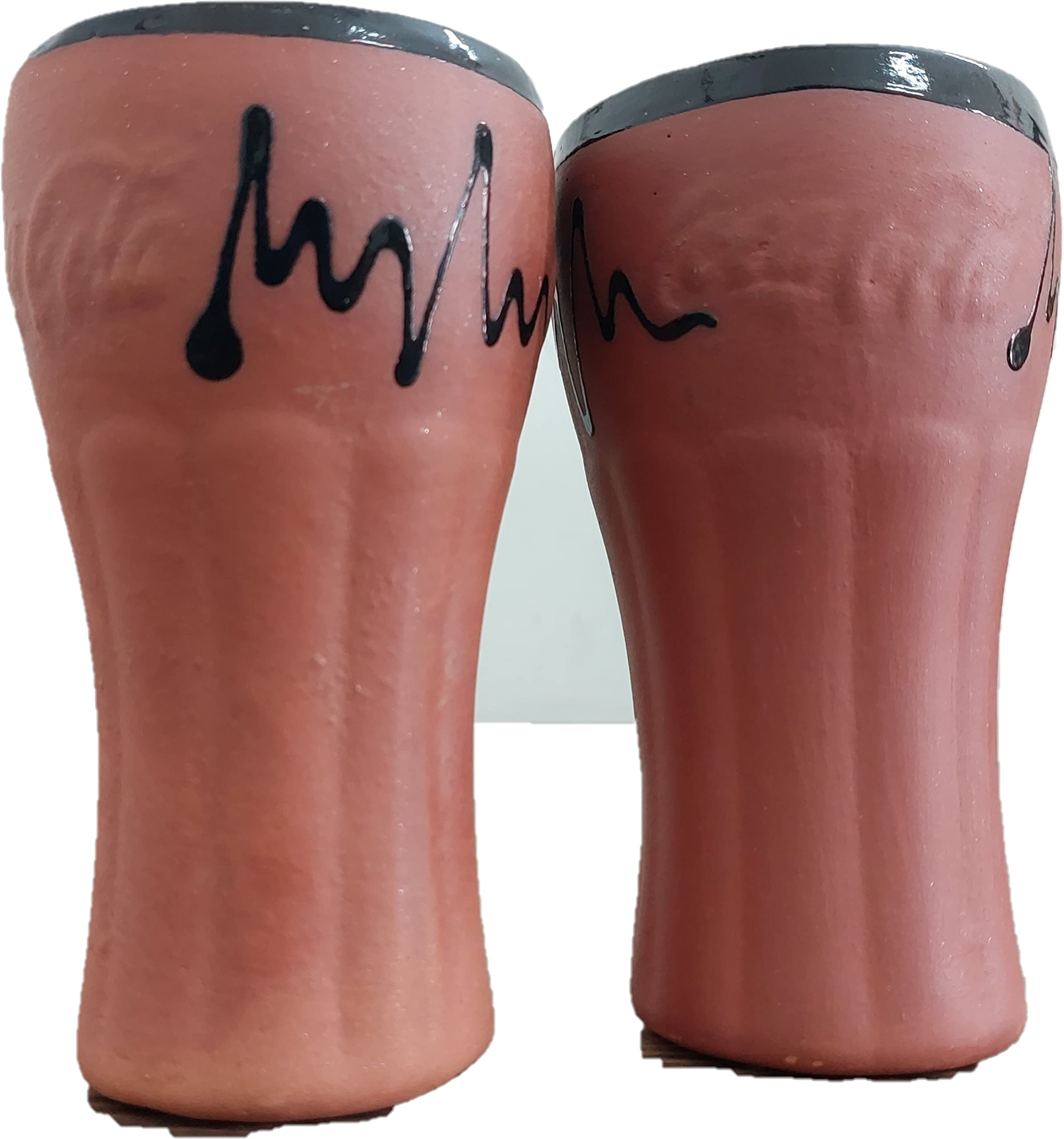 ADHAATA Glass, Kulhar Kulhad Glasses 2 Pc Glazed Traditional Indian Cups, Set of 2, camping mug,(6 oz) (C-C GLAZED)