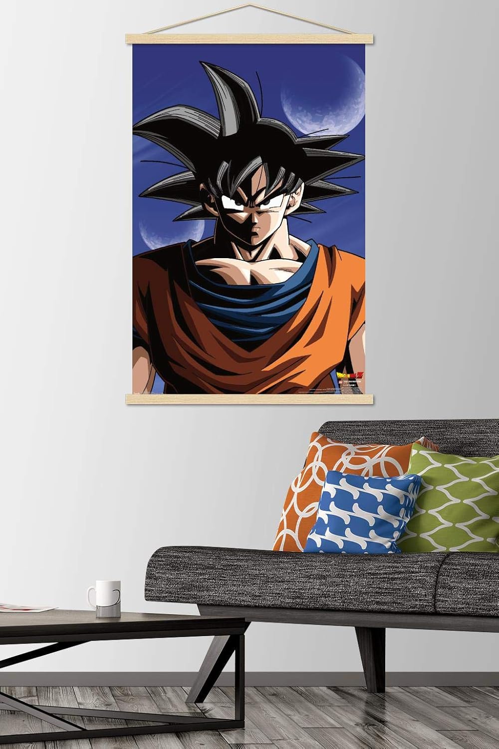 Trends International Dragon Ball Z - Goku Wall Poster, 22.375" x 34", Premium Print and Beechwood Hanger Bundle