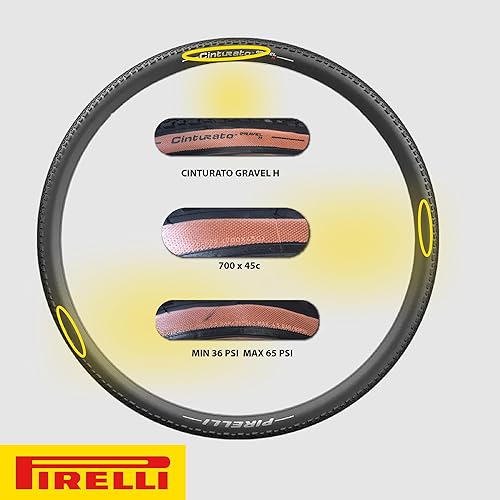 Miniatura 4 de Pirelli Cinturato Gravel H Classic 45-622 (700 x 45c) Neumático de bicicleta de grava diseñado para terreno compacto, compuesto SpeedGRIP para un
