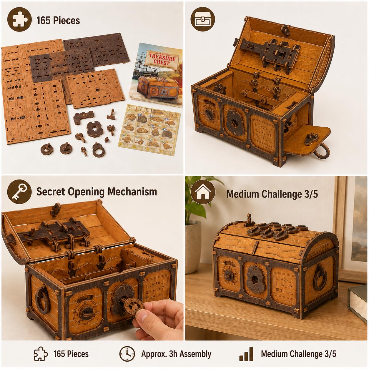 WOODEN.CITY Scrigno del tesoro Escape Room in a Box, scatola rigida per adulti, kit di legno per indizi, puzzle 3D Escape Room, puzzle meccanici in legno per adulti, scatola puzzle pirati