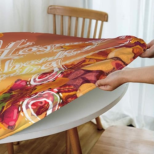 Vista 54 de Delerain Mantel redondo ajustable de hortensia azul, mantel redondo impermeable con borde elástico, lavable, para interiores y exteriores, se adapta