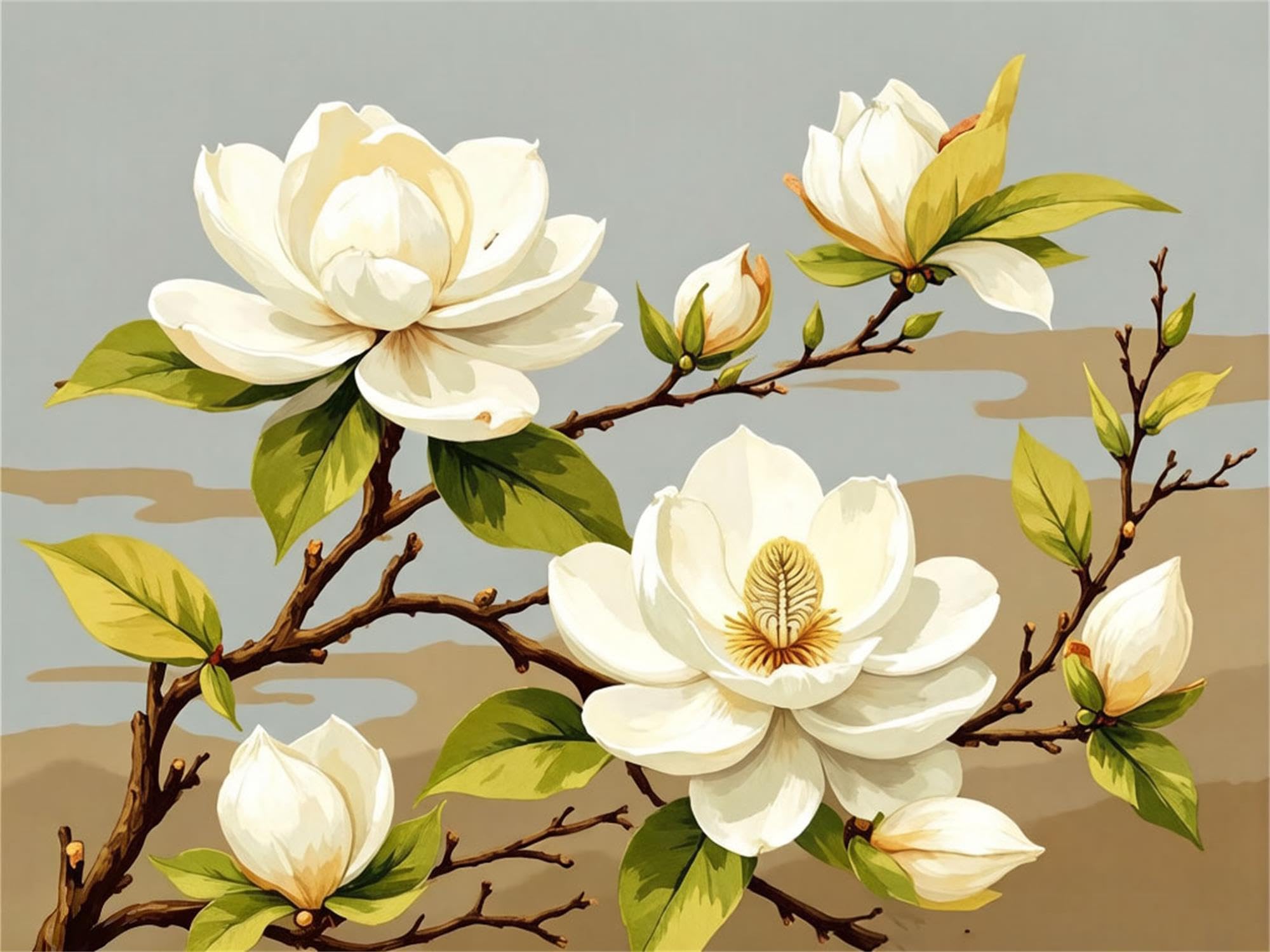Nanjdian Magnolia Paint By Numbers Kit For Adults,Diy Painting Kits On Canvas, Color By Numbers,Large Adult Paint By Number For Gifts,Home Wall Decor (Magnolia)
