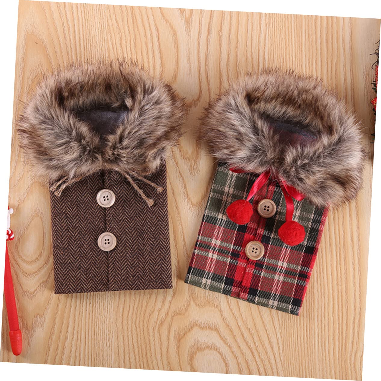 Mikinona 2 Pièces Housse de Bouteille Vin Noël Toile de Jute avec Nœud Couverture Décorative pour Fête et Ambiance Festive