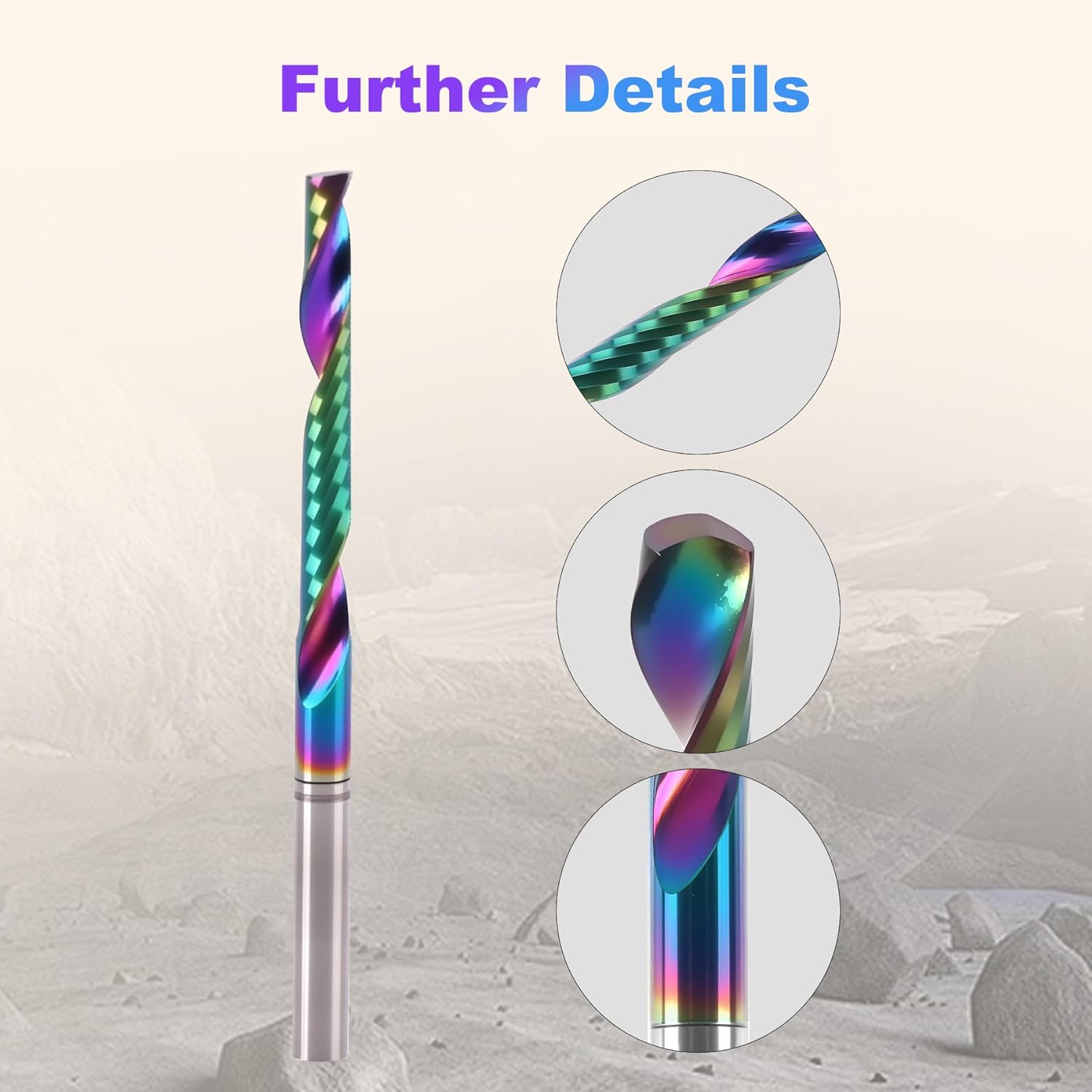 10 Pcs O Flute Up Cut Router Bits, 1/8-inch Shank Single Flute CNC End Mill, Spiral Solid Carbide Milling Cutters with DLC Coating, Ideal for Aluminum, Plastic, Acrylic, Wood, MDF and PVC