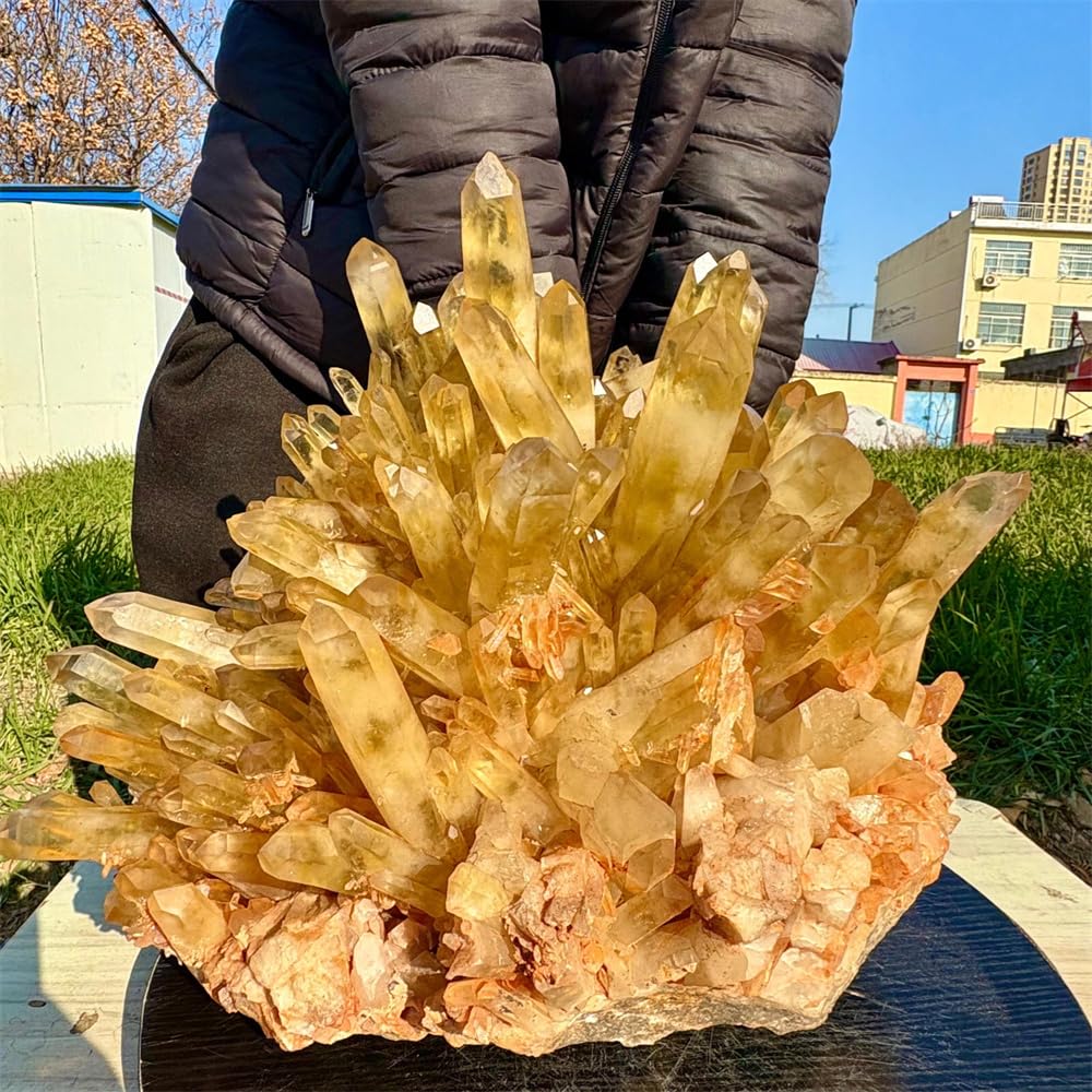 1 Pierre de Restauration en amas de Cristaux de Quartz Jaune 410-500 g Cristal Naturel Brut