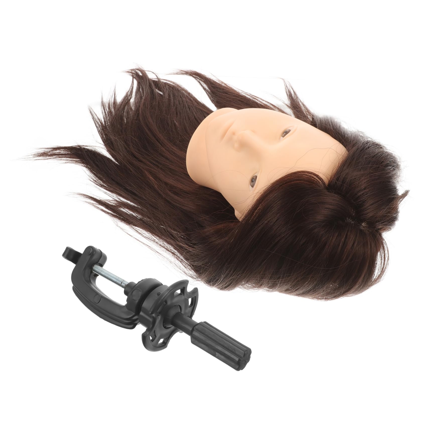 VICASKY Übungskopf Aus Echthaar Für Friseur-training Mit Haaren Für Kosmetik-übung Inkl Halterung Für Salon Und Unterricht