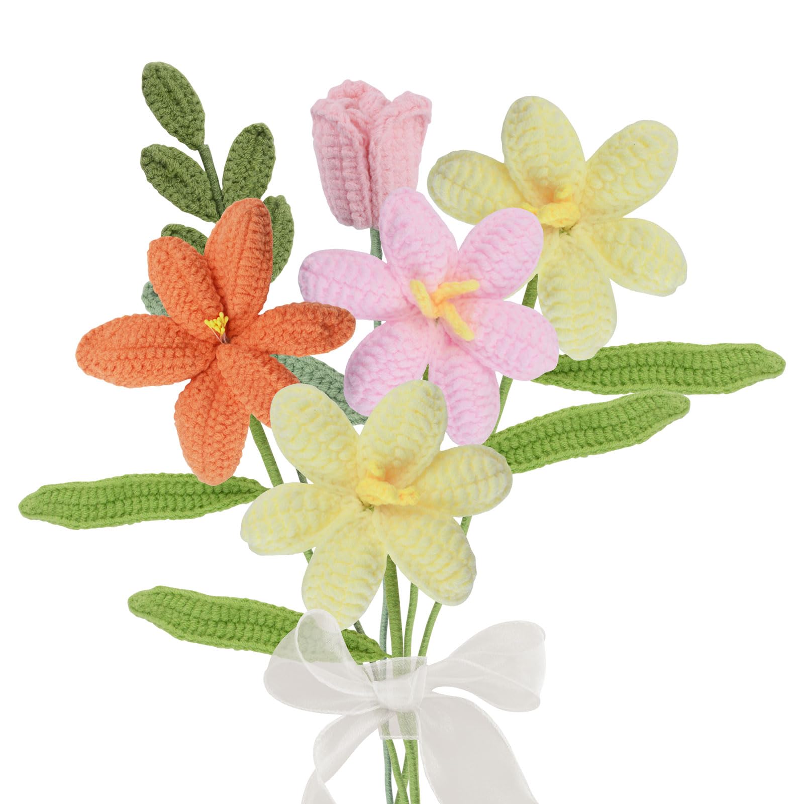 Tulipes tricotées main bouquet 4 couleurs pour décoration et cadeau